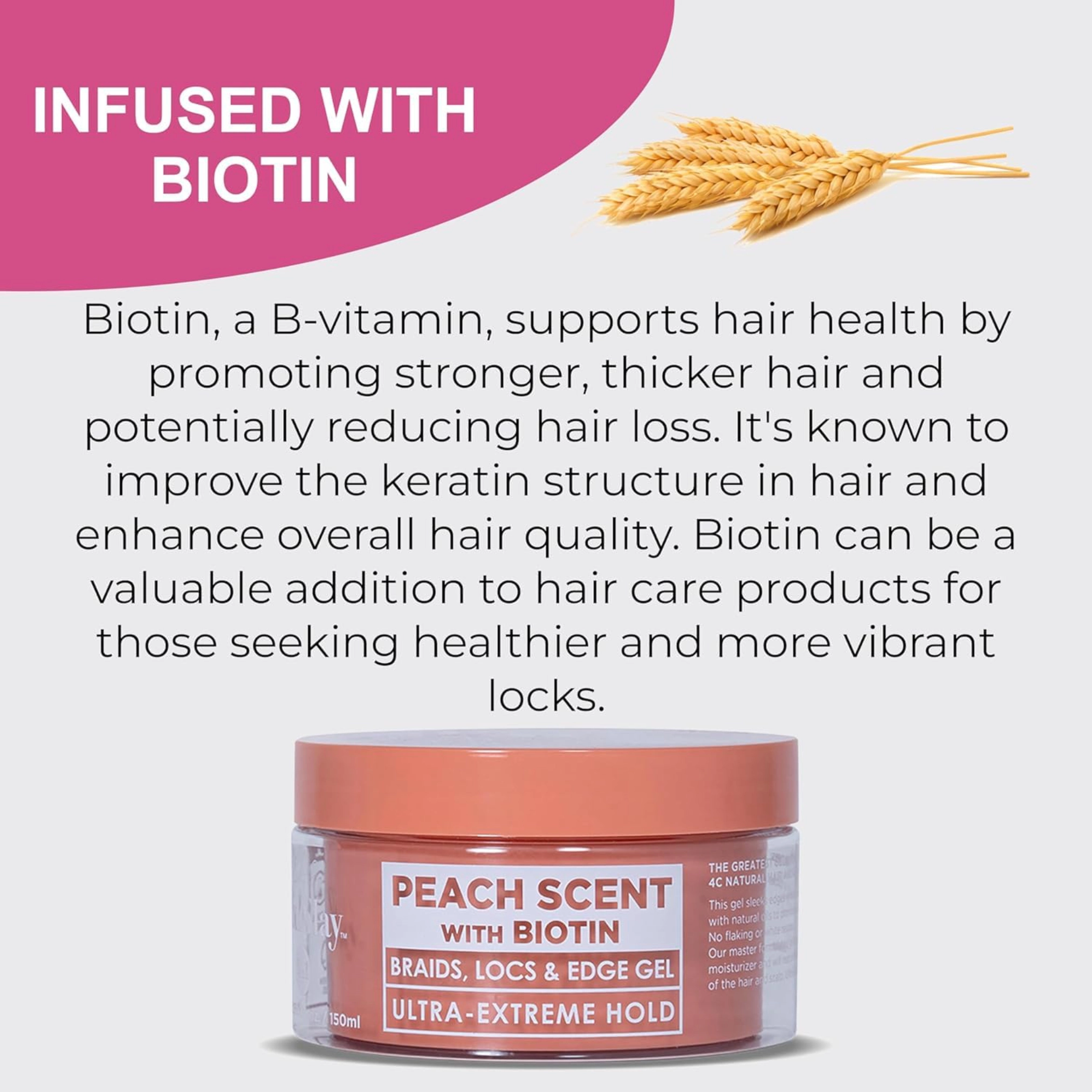 Esha Unisex Styling Gel Slick N Slay 2-IN-1 Braid & Edge Gel Peach Scent with Biotin