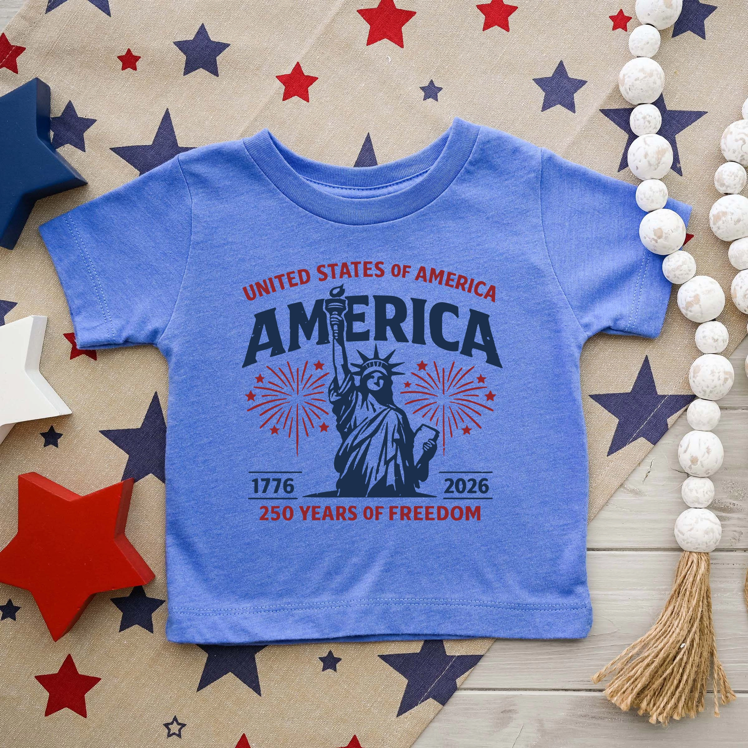 The Juniper Shop - America Statue of Liberty 250 Years Toddler Short Sleeve Graphic T-Shirt