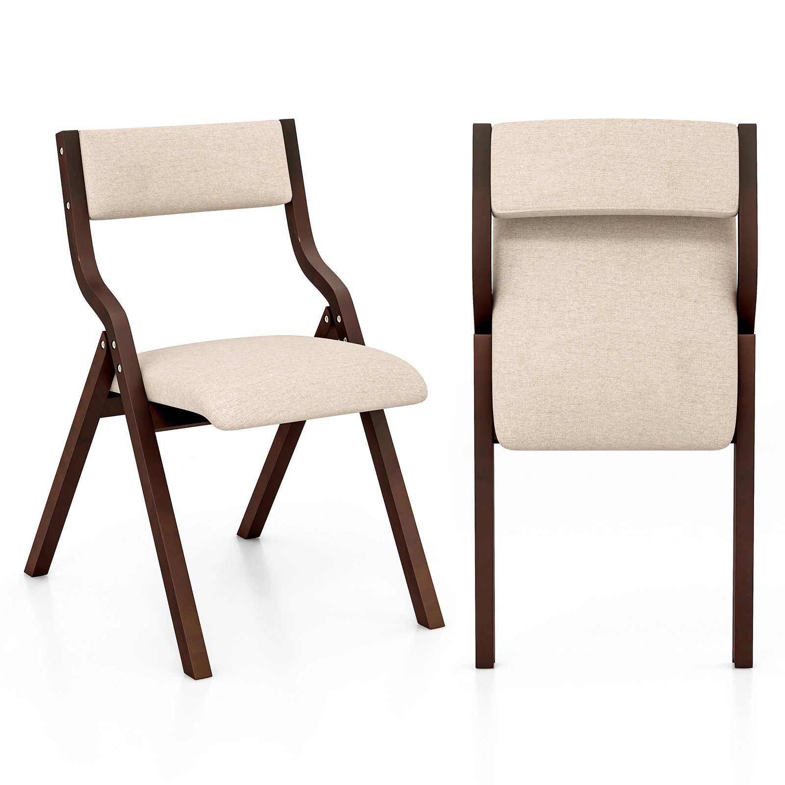 SUGIFT Set of 2 Natural Folding Dining Chairs with Bent Wood Frame and Padded Seat 19-in W 31-in H 300-lb Per Chair