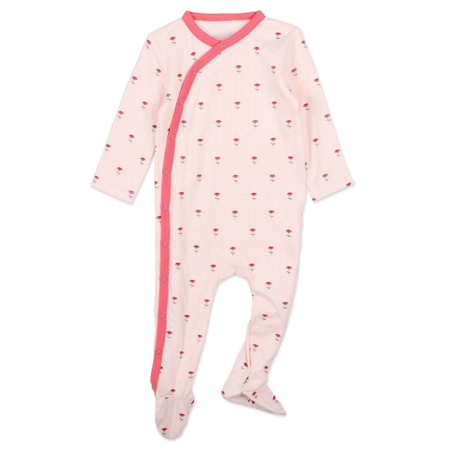 MeMoi Baby Girls "Plant Your Dreams And Grow Happy" Floral Pointelle Footie