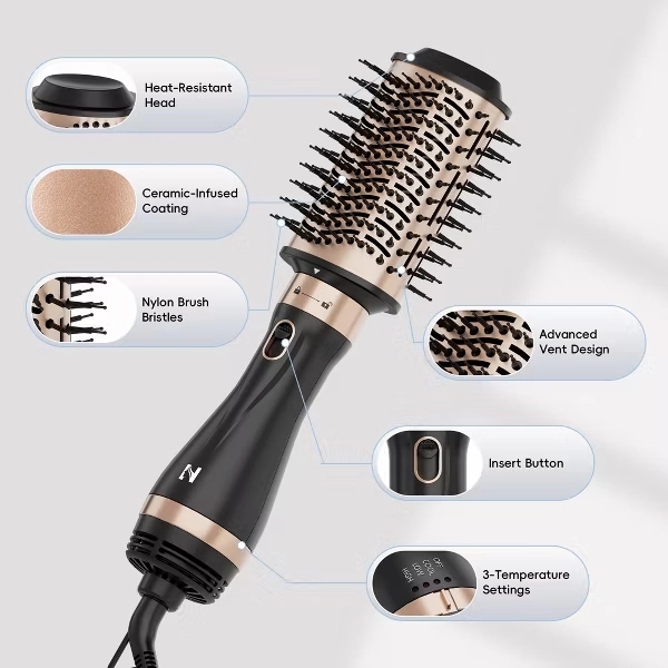 NICEBAY Hair Dryer Brush, Hot Air Brush in One with Oval Barrel, Round Brush Hair Dryer Set Straighting Drying Curling