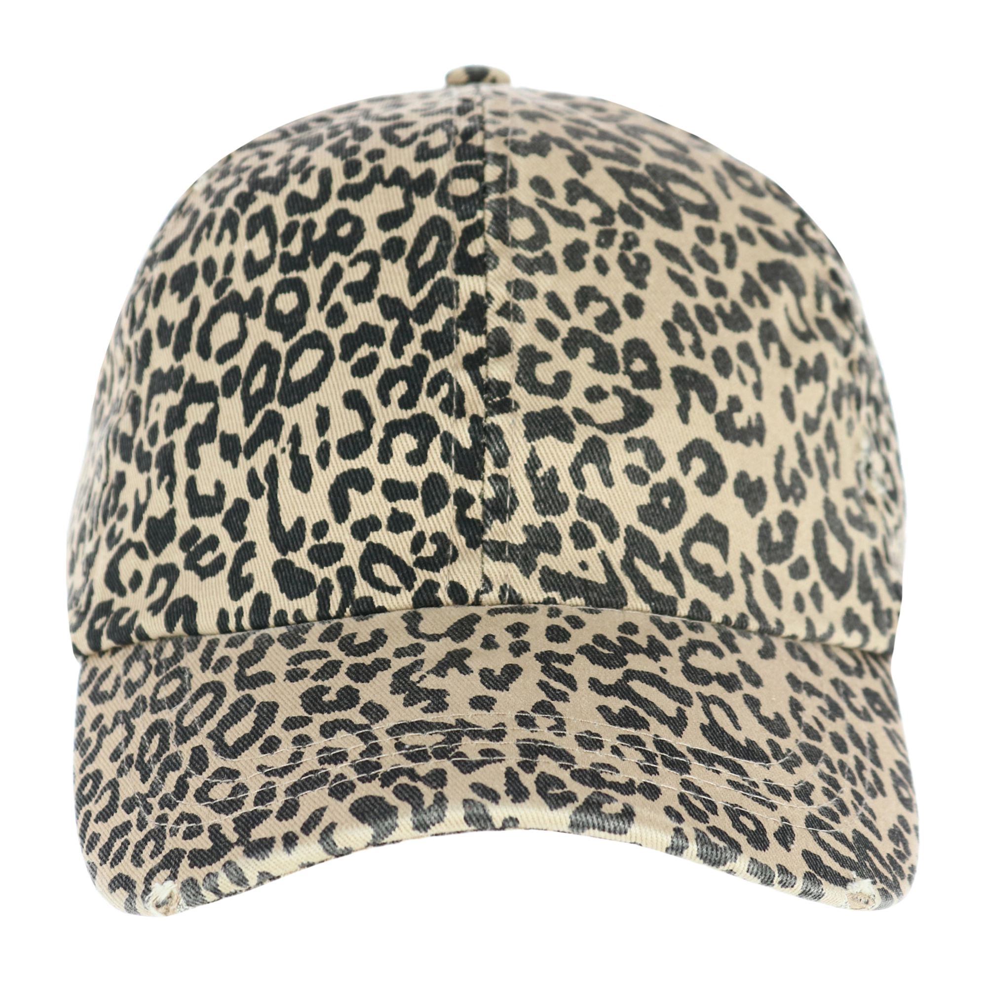 David & Young Women's Distressed Leopard Print Baseball Hat