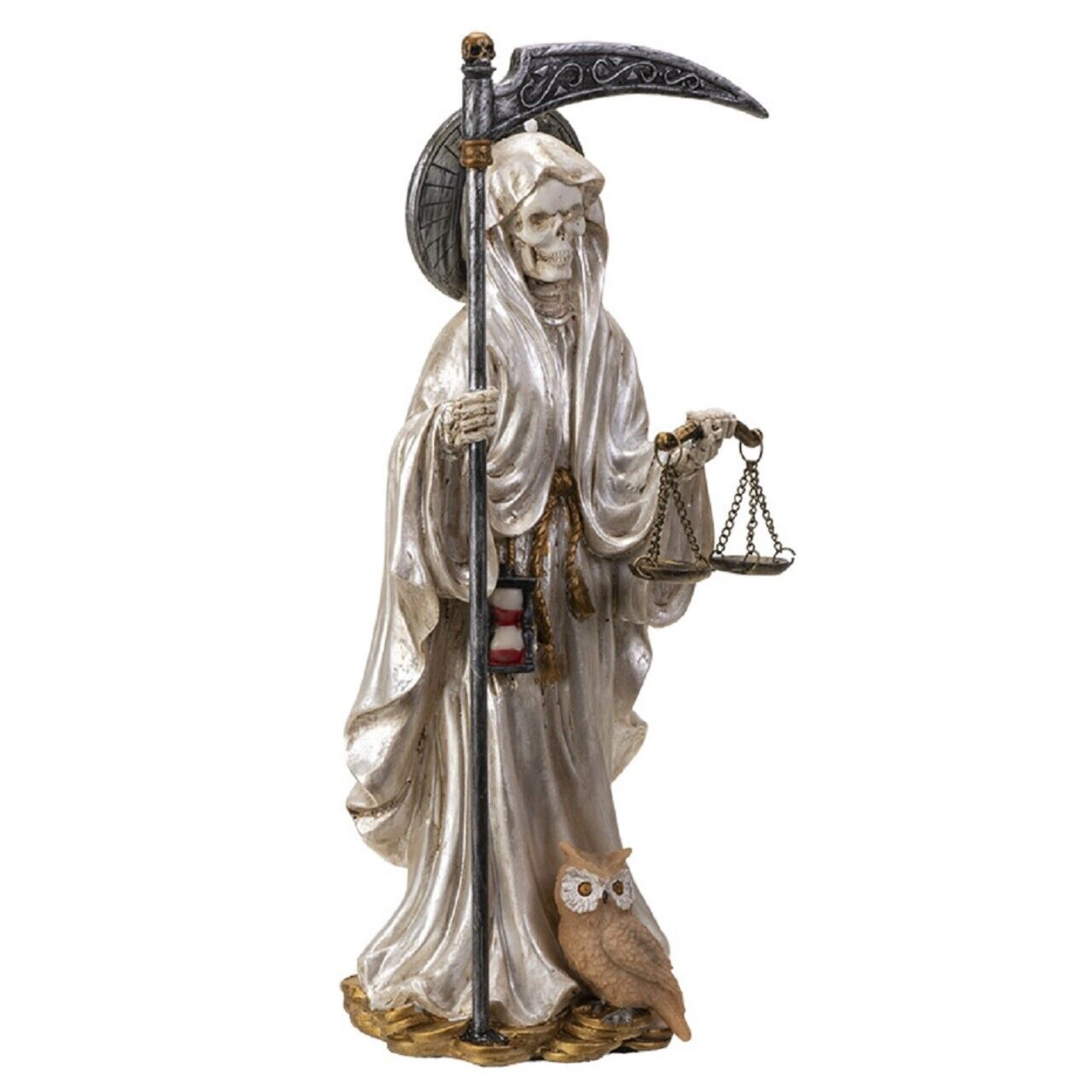 Pacific Giftware Santa Muerte in White Gown with Scale Figurine Death 10 Inch