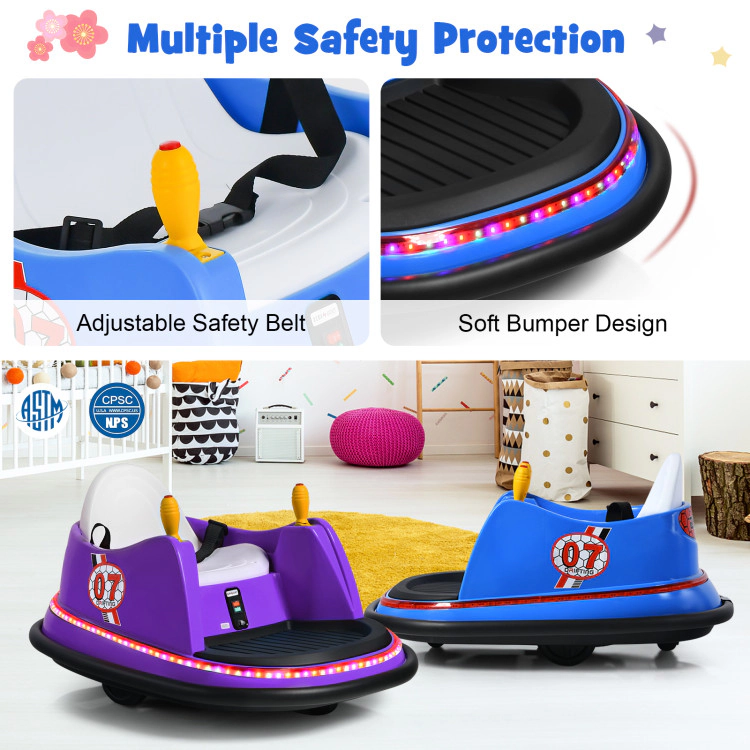 Hivvago 12V Electric Kids Ride On Bumper Car with Flashing Lights for Toddlers