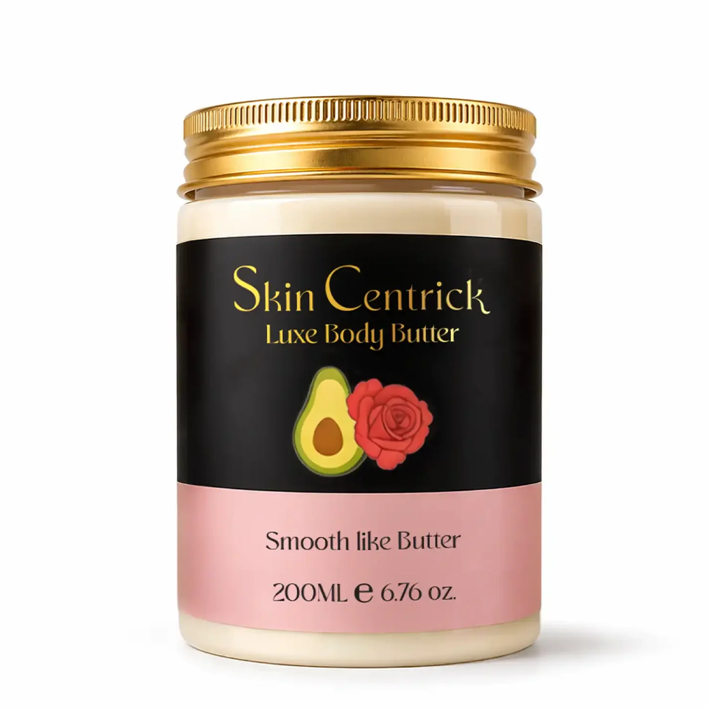 Skin Centrick Luxe Body Butter, Moisturizing Formula with Shea Butter and Rosehip Oil for Dry Skin, 200 mL