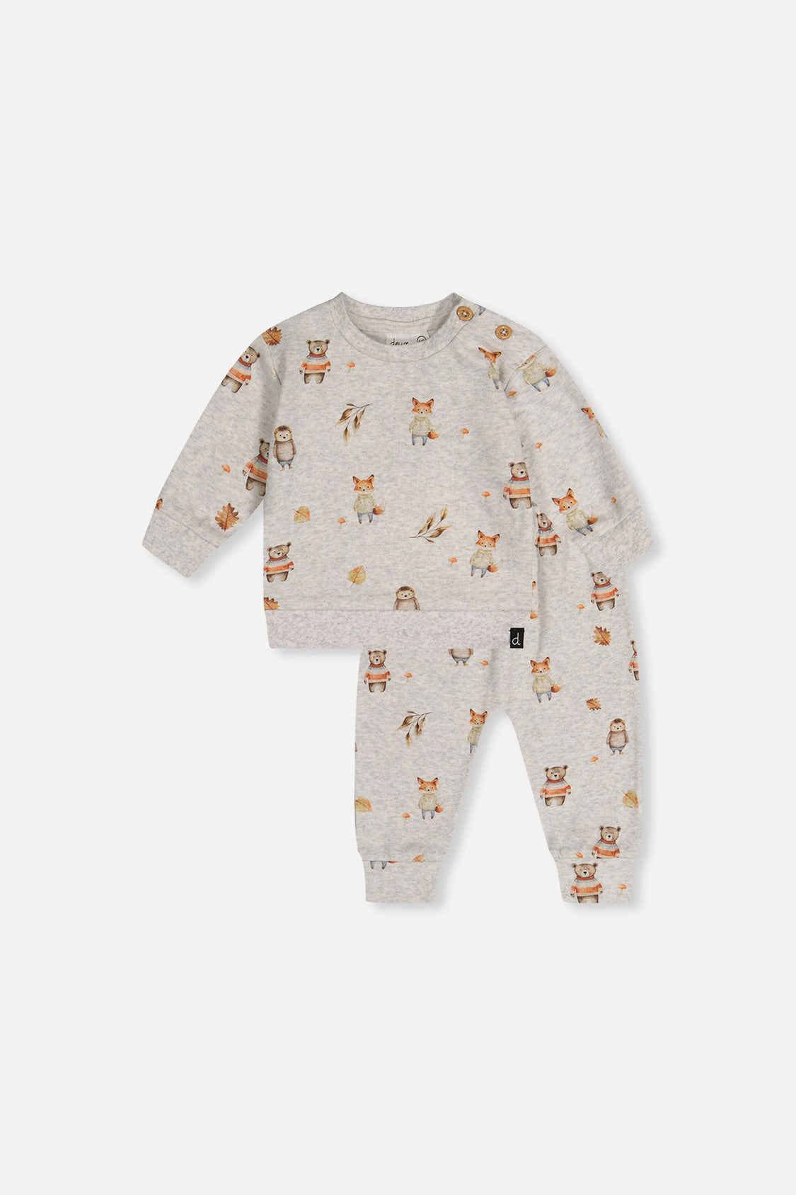 Deux par Boys Organic Cotton Pants and Top Set with Woodland Animal Print