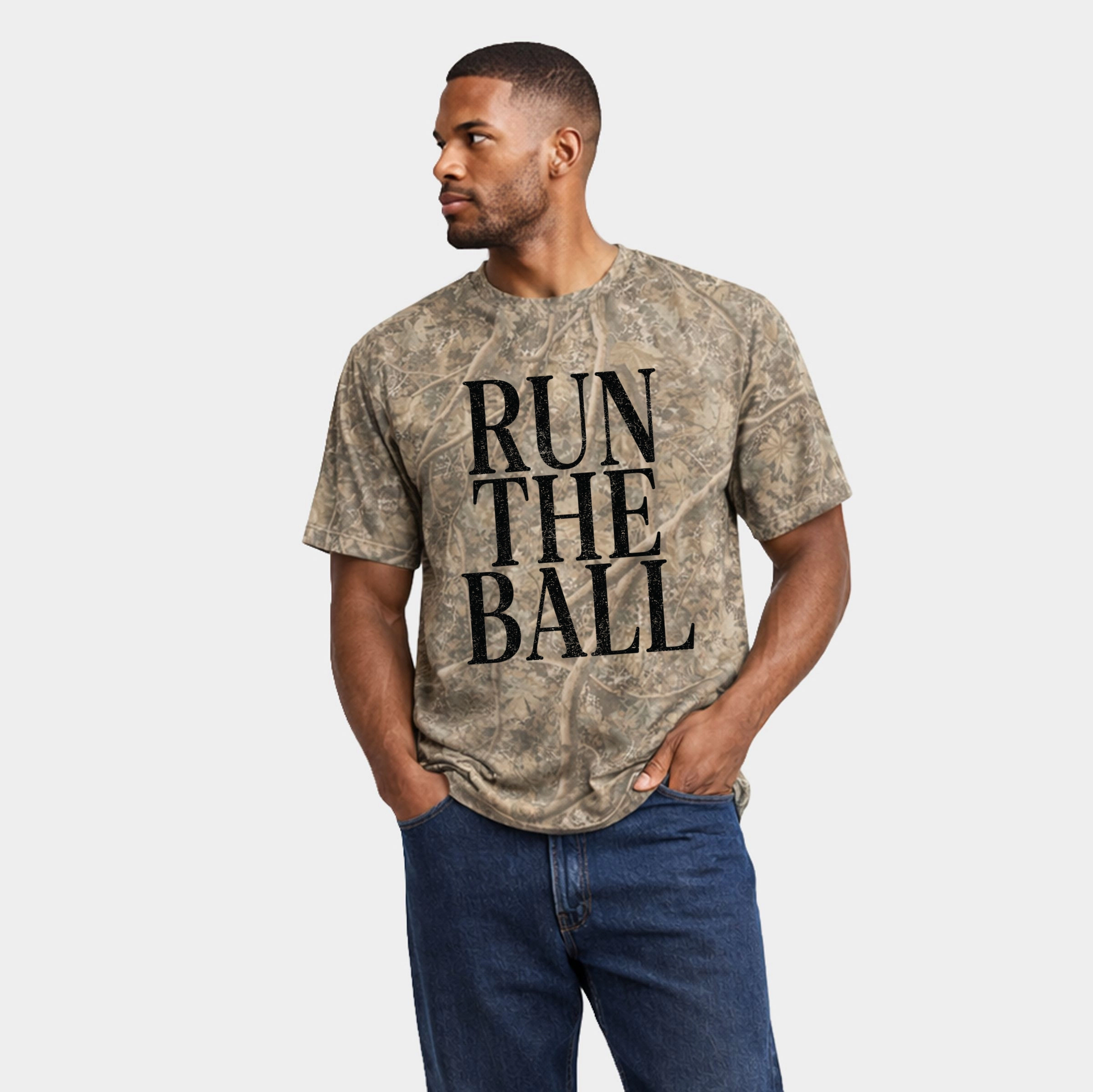 Simply Sage Market - Men's Heavyweight Camo Tee Run The Ball Tall