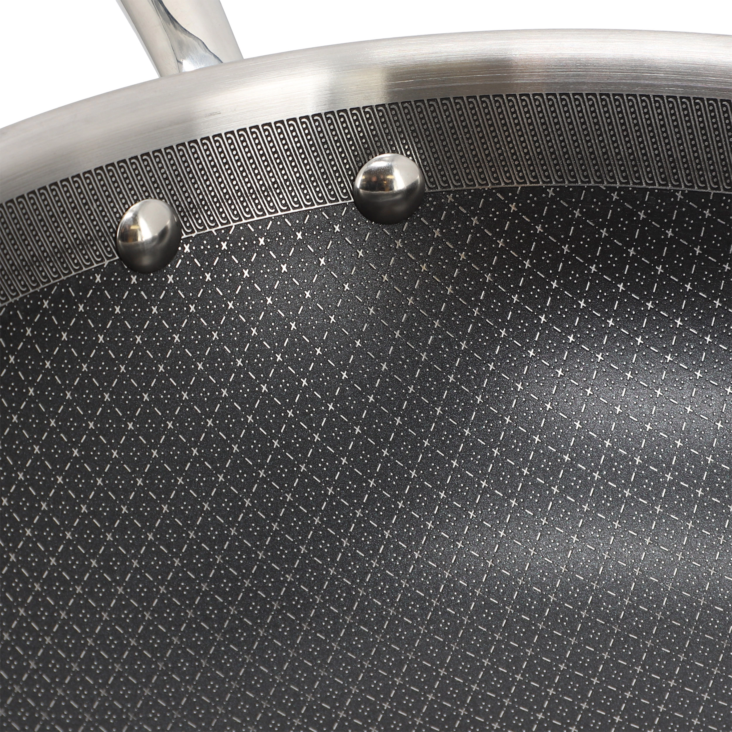 Better Chef 12.5 Inch 3-Ply Stainless Steel Nonstick Wok with Lid in Silver