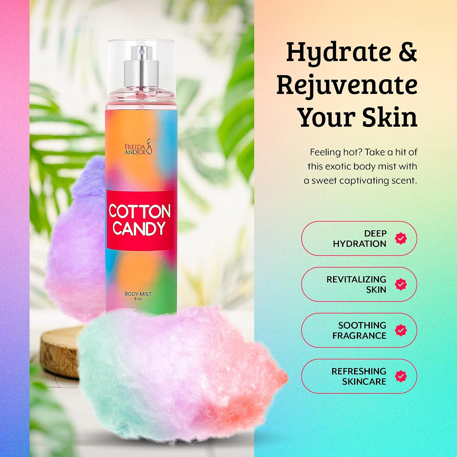 Freida and Joe Womens Cotton Candy 10oz Deep Moisturizing Fragrance Body Lotion & 8 oz.
