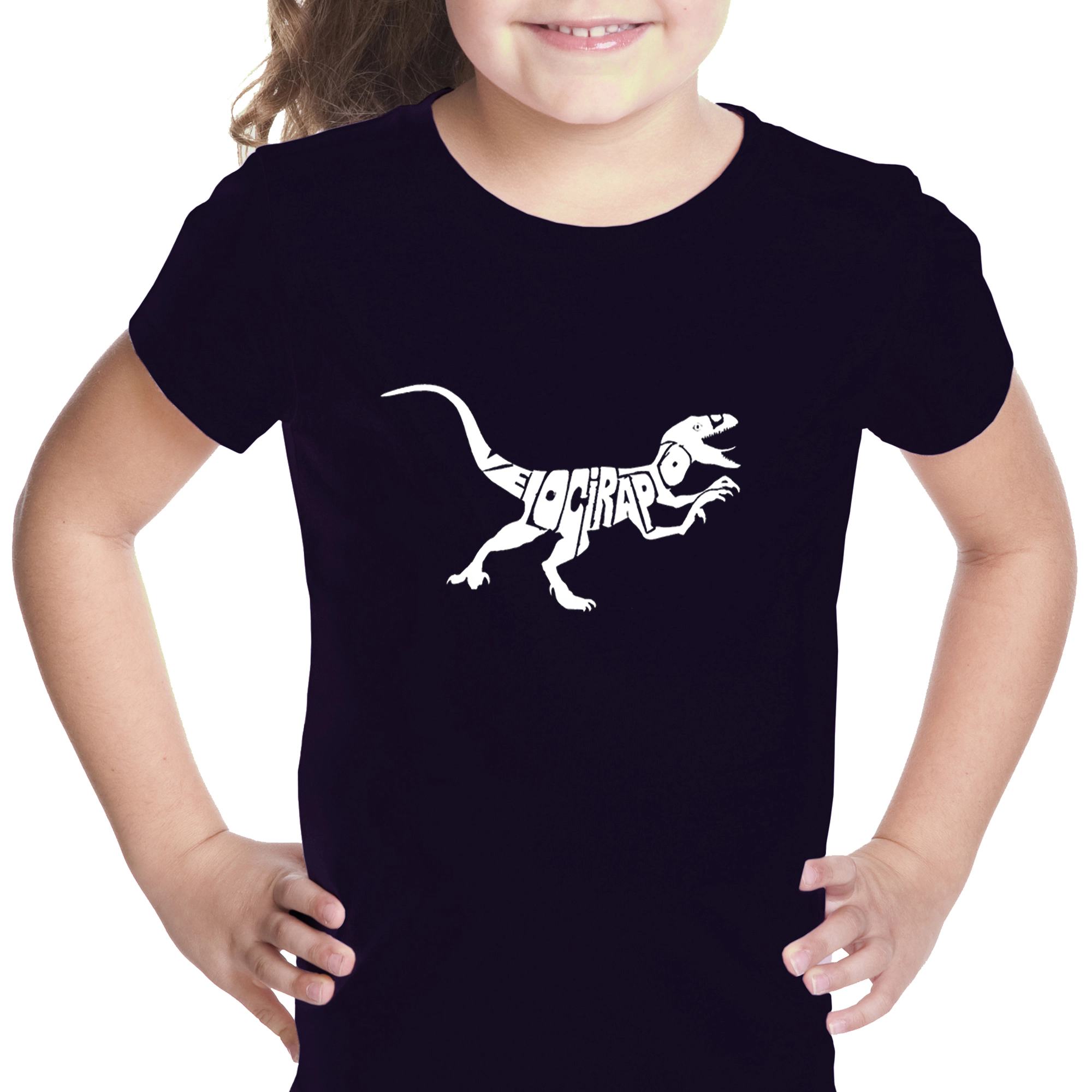 LA Pop Art Girls Word T-Shirt - Velociraptor
