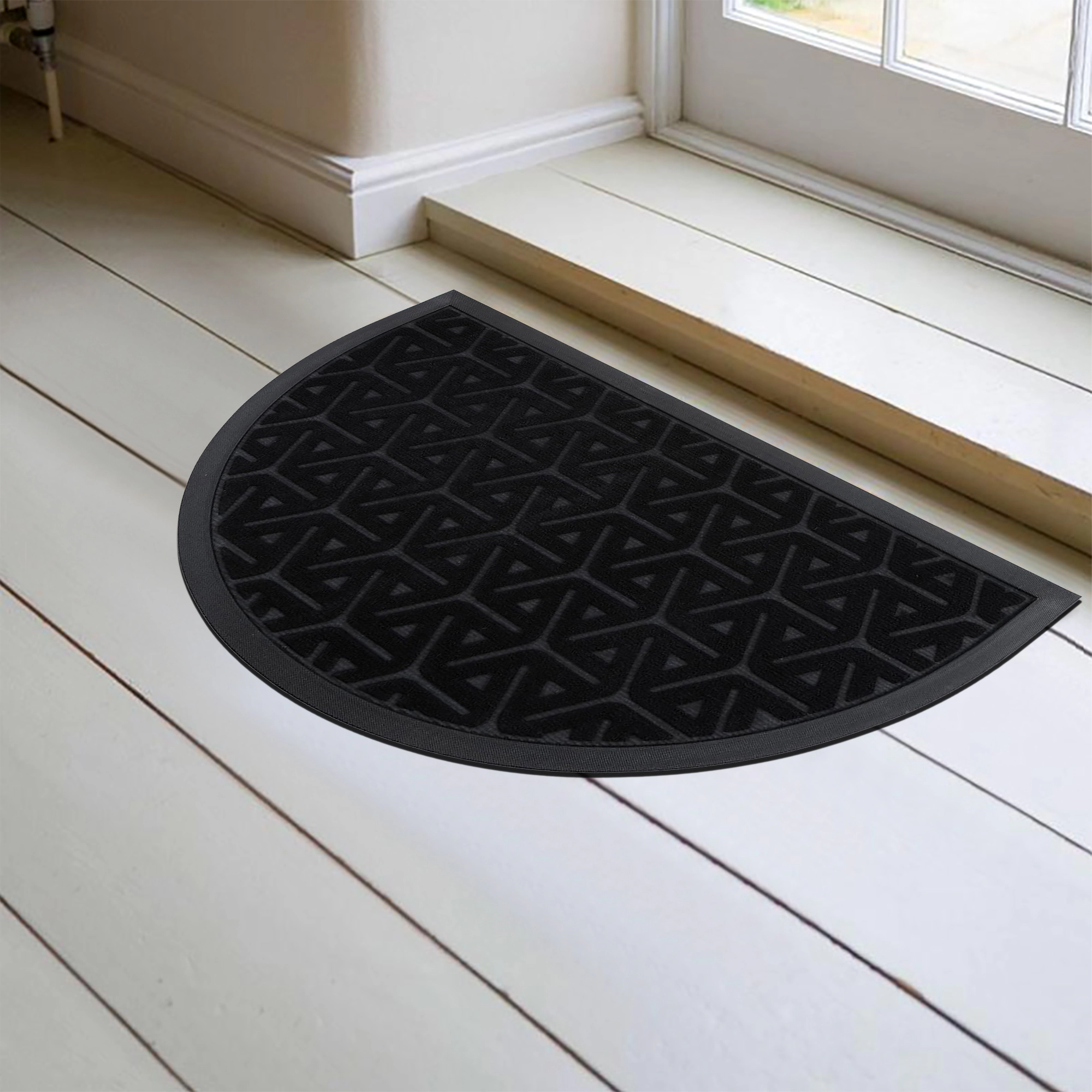 Evideco French Home Goods Black Wilson Polyester Doormat 30 x 18 Inches