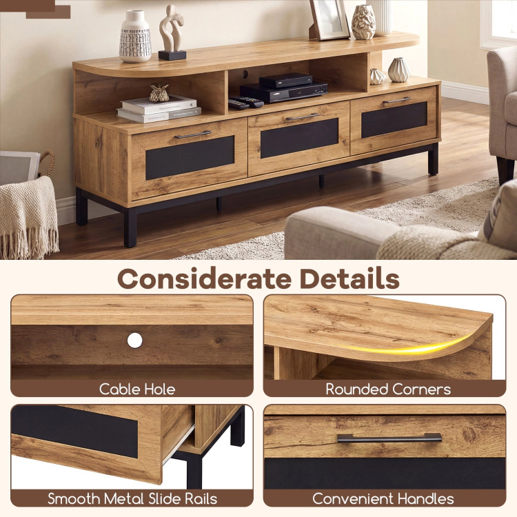 Hivvago Entertainment Center With 3 Storage Drawers And Open Shelves