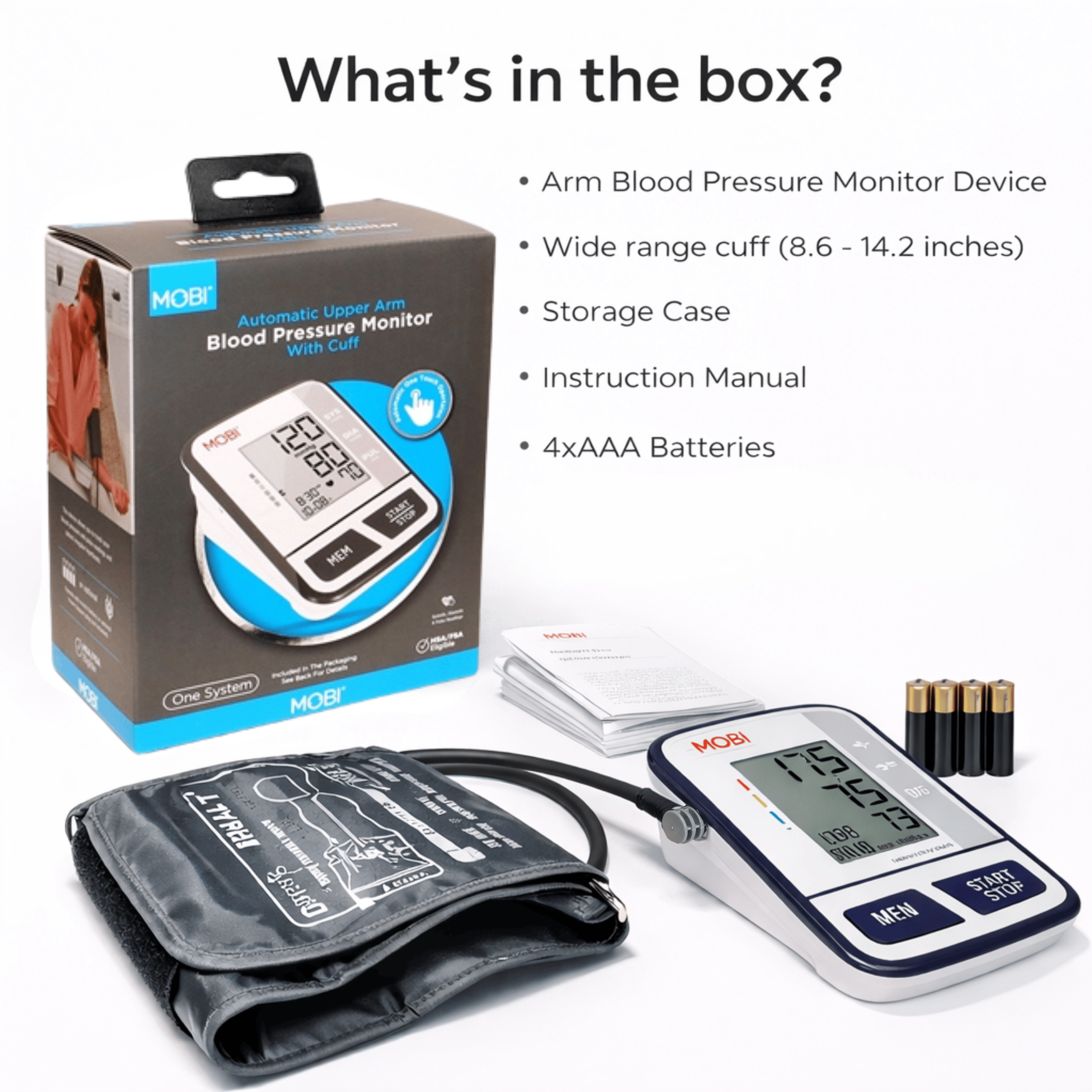MOBI Upper Arm Blood Pressure Monitor with Memory Recall