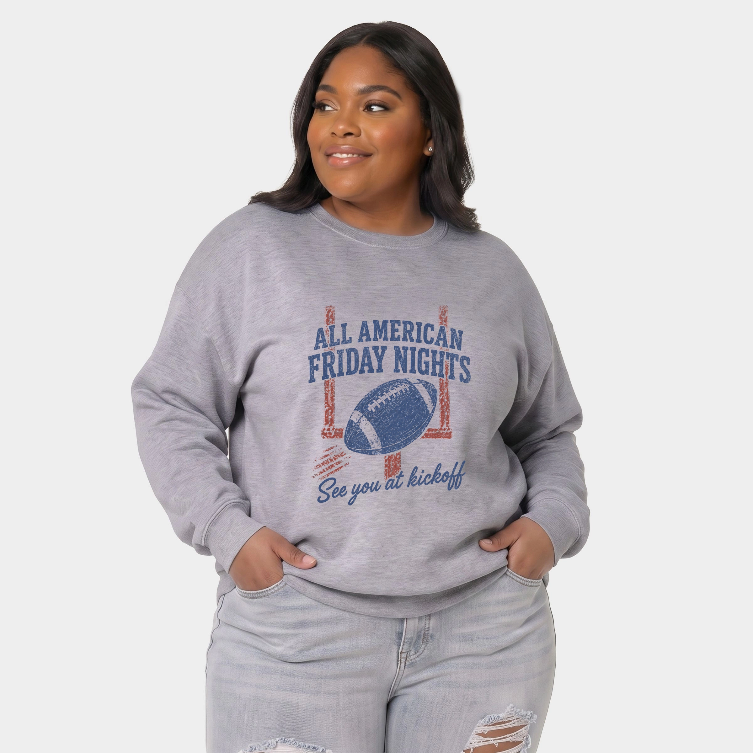 Simply Sage Market - Women's Plus Sized Graphic Sweatshirt All American Friday Nights