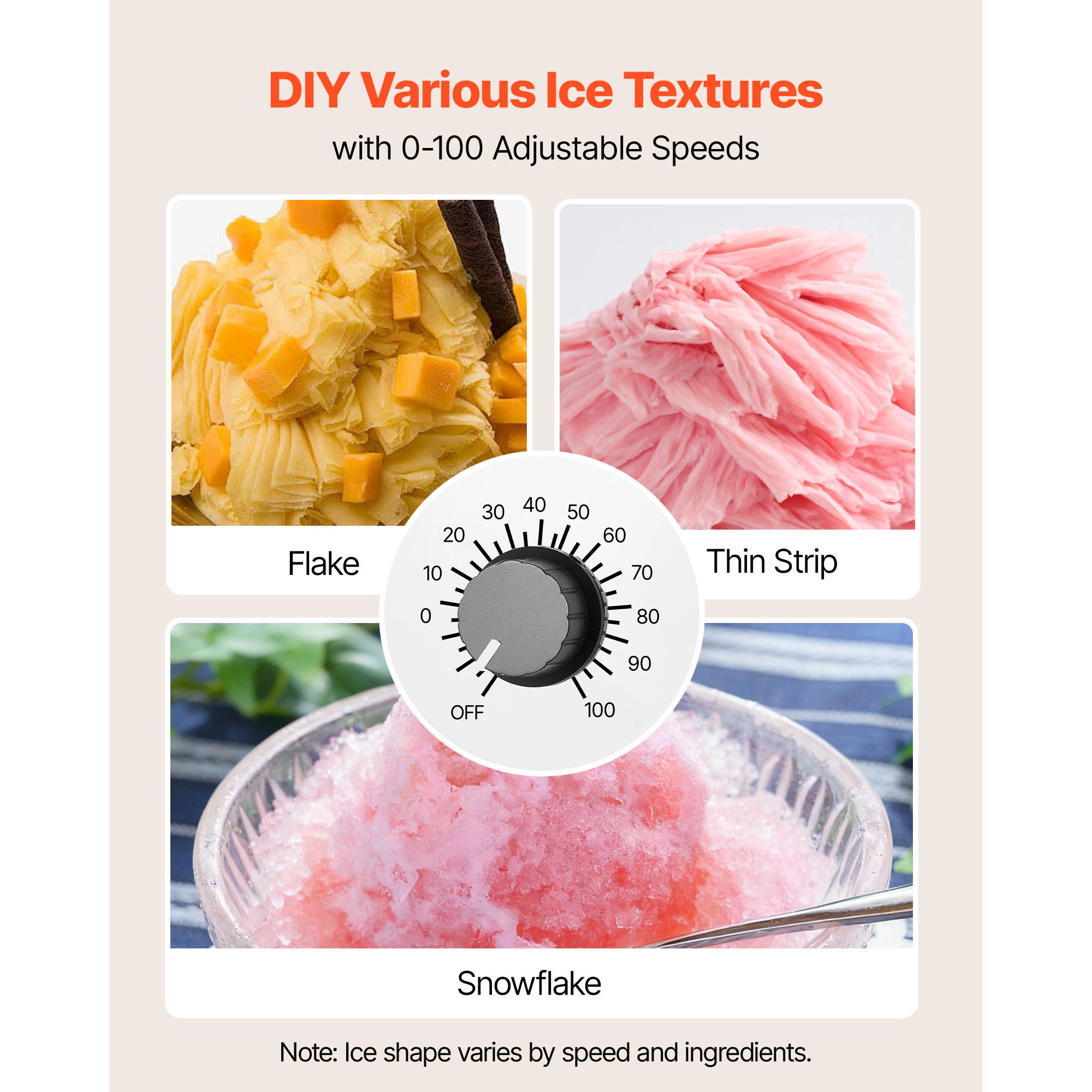 HONGGE Snowflake Ice Machine /24H Snowflake Ice Maker Ice-Shaver Machine with Stainless Steel Blade Electric Snow Cone