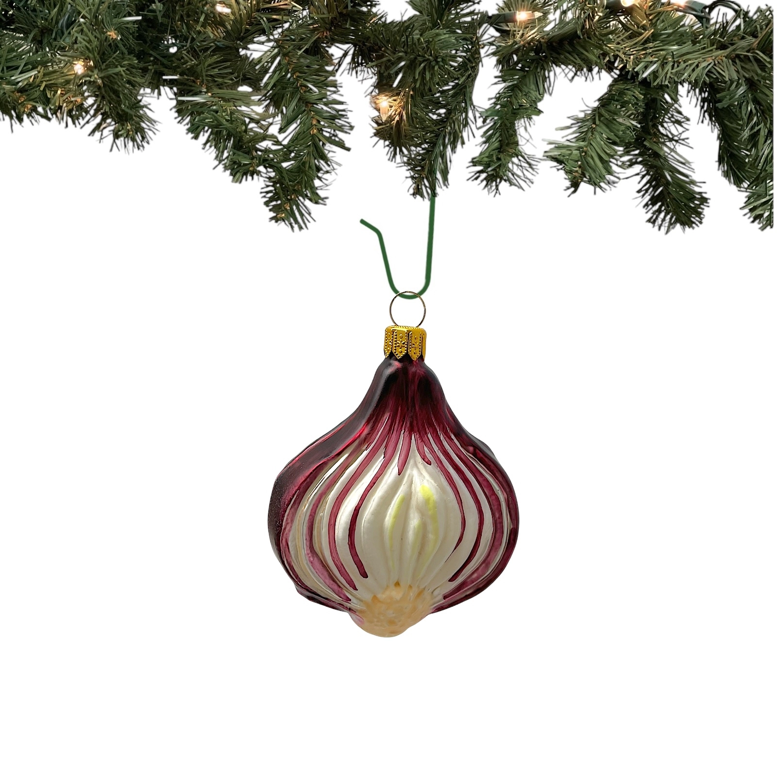 Pinnacle Peak Trading Company Red Onion Vegetable Polish Blown Glass Christmas Ornament Set of 2 Decorations