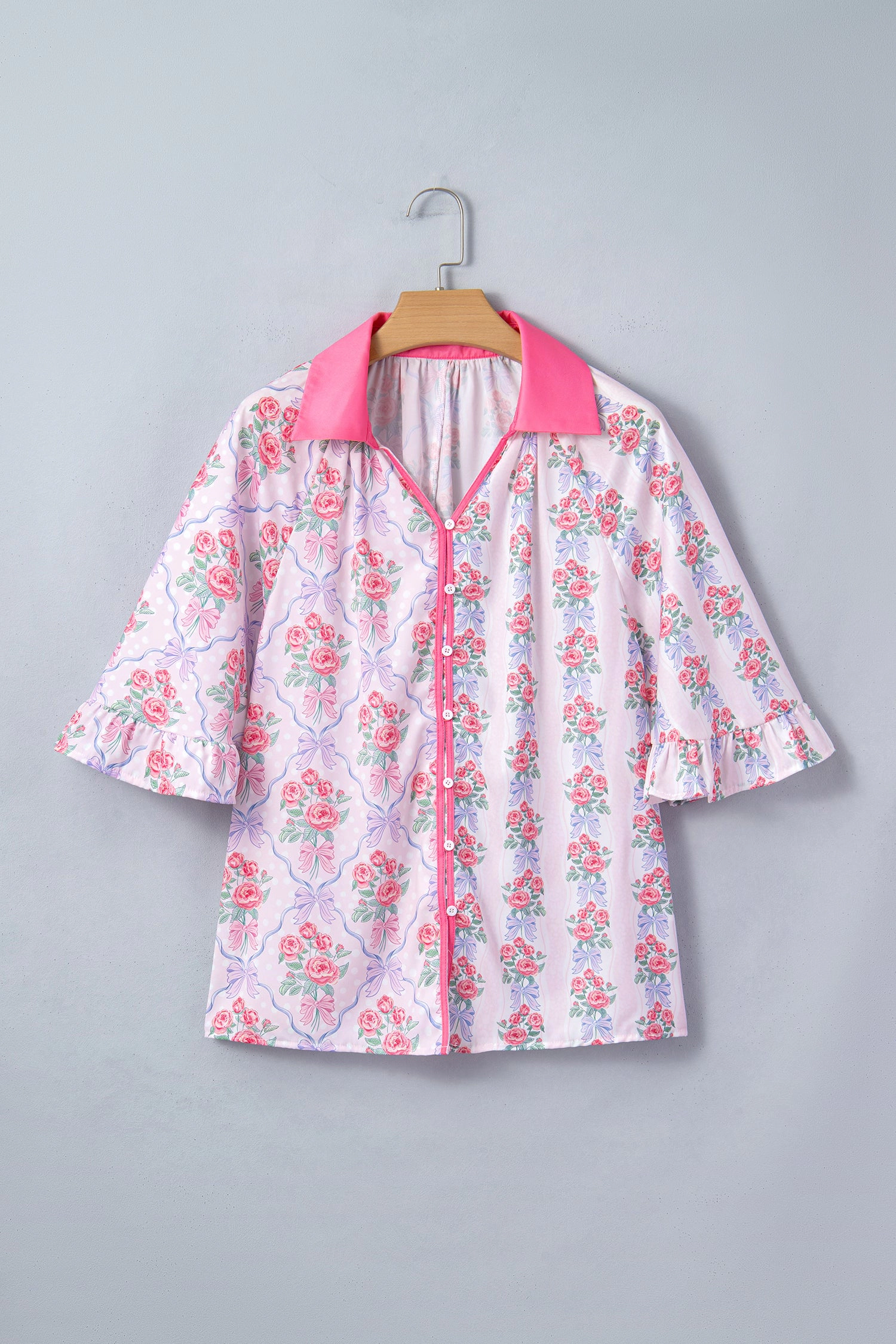 Threaded Pear Women's Araceli Ruffled Half Sleeve Shirt