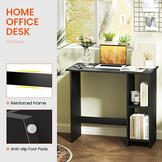 SUGIFT Space Saving Small Computer Desk with Storage and Adjustable ...