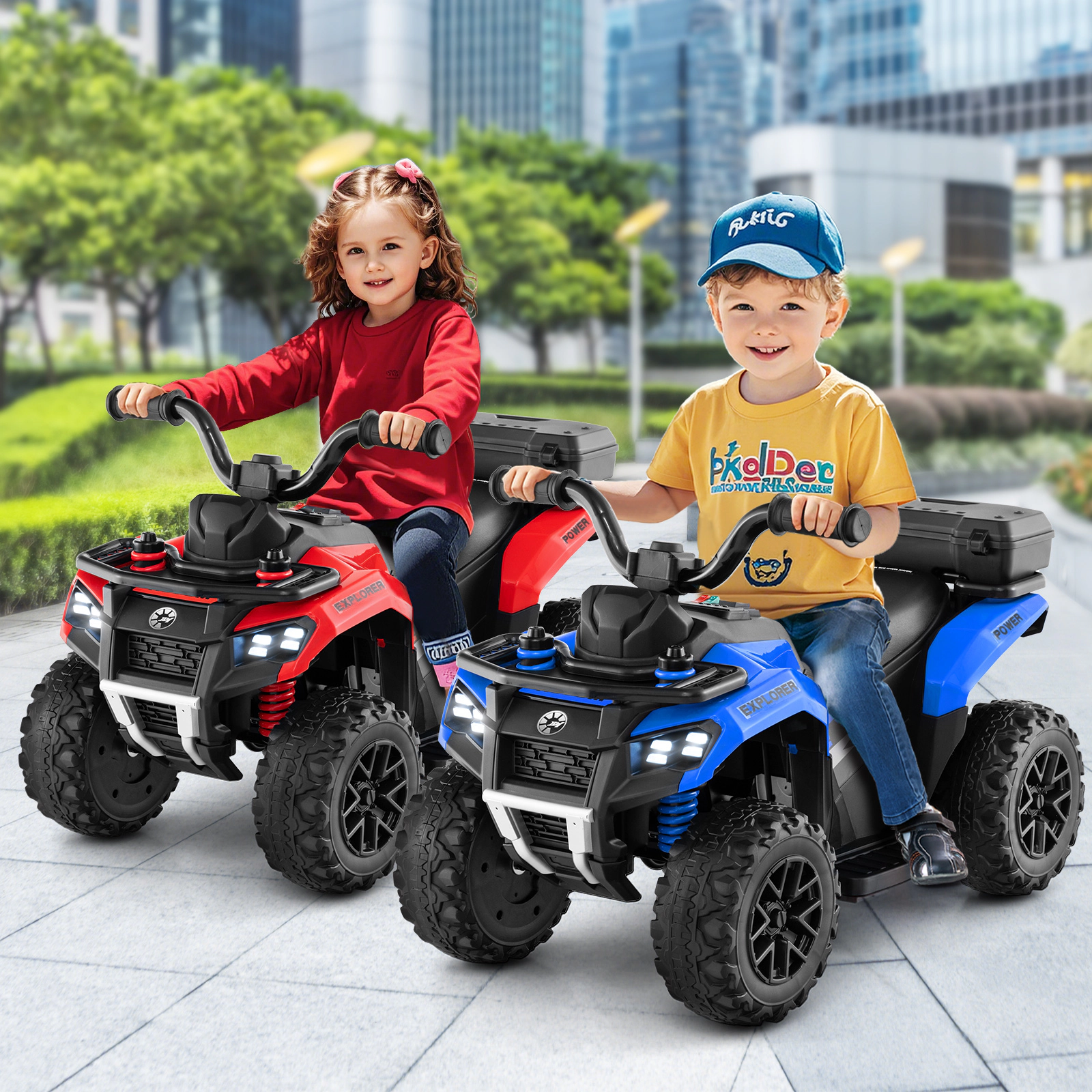 Costway 6V Toddler Ride On Electric Car ATV with Lights & Music USB Port Storage Box Toy