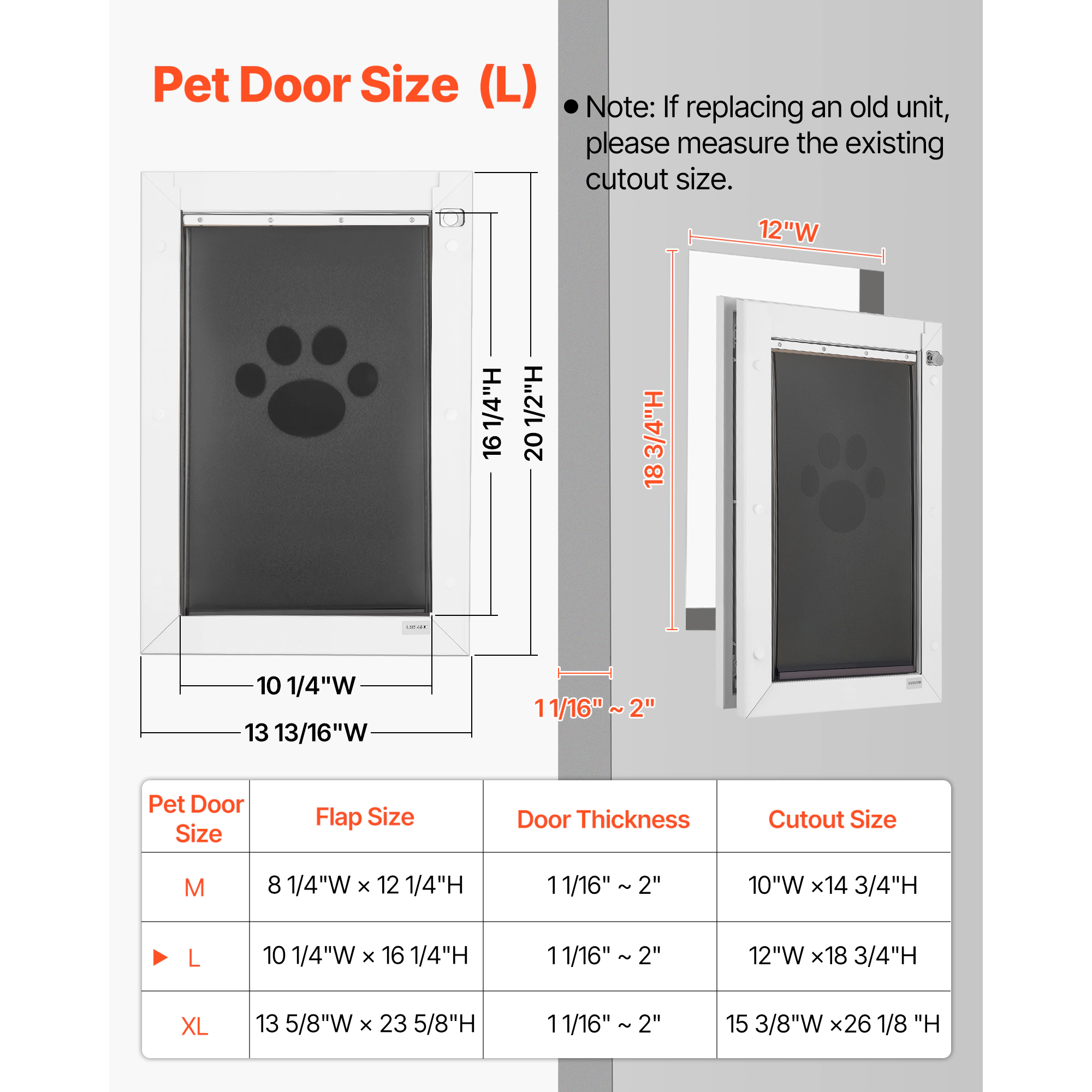 HONGGE Pet Door, Large, Triple Magnetic Flap Metal Frame, Weatherproof for Interior and Exterior Doors, White