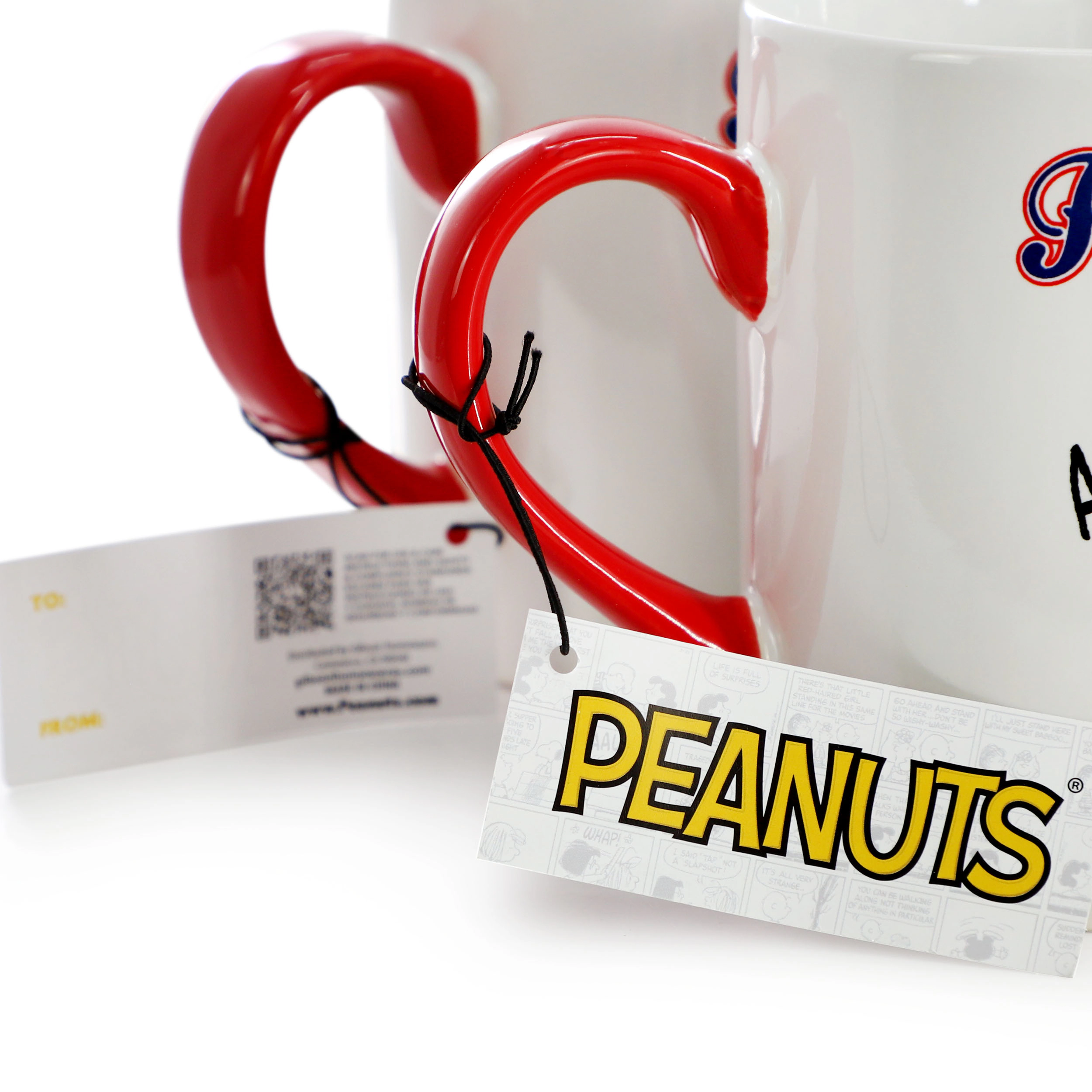 Peanuts Best in Sports Varsity 4 Piece 19 Ounce Stoneware Mug Set in White and Red