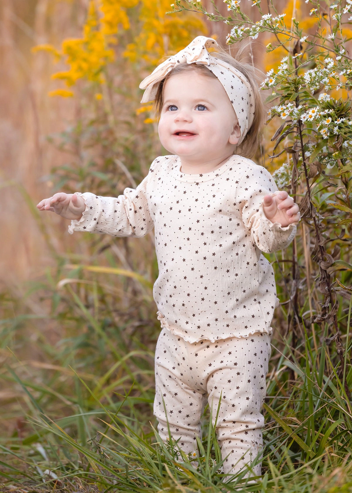 Mabel and Honey Starry Night Textured Knit 2-Piece Set - Cream