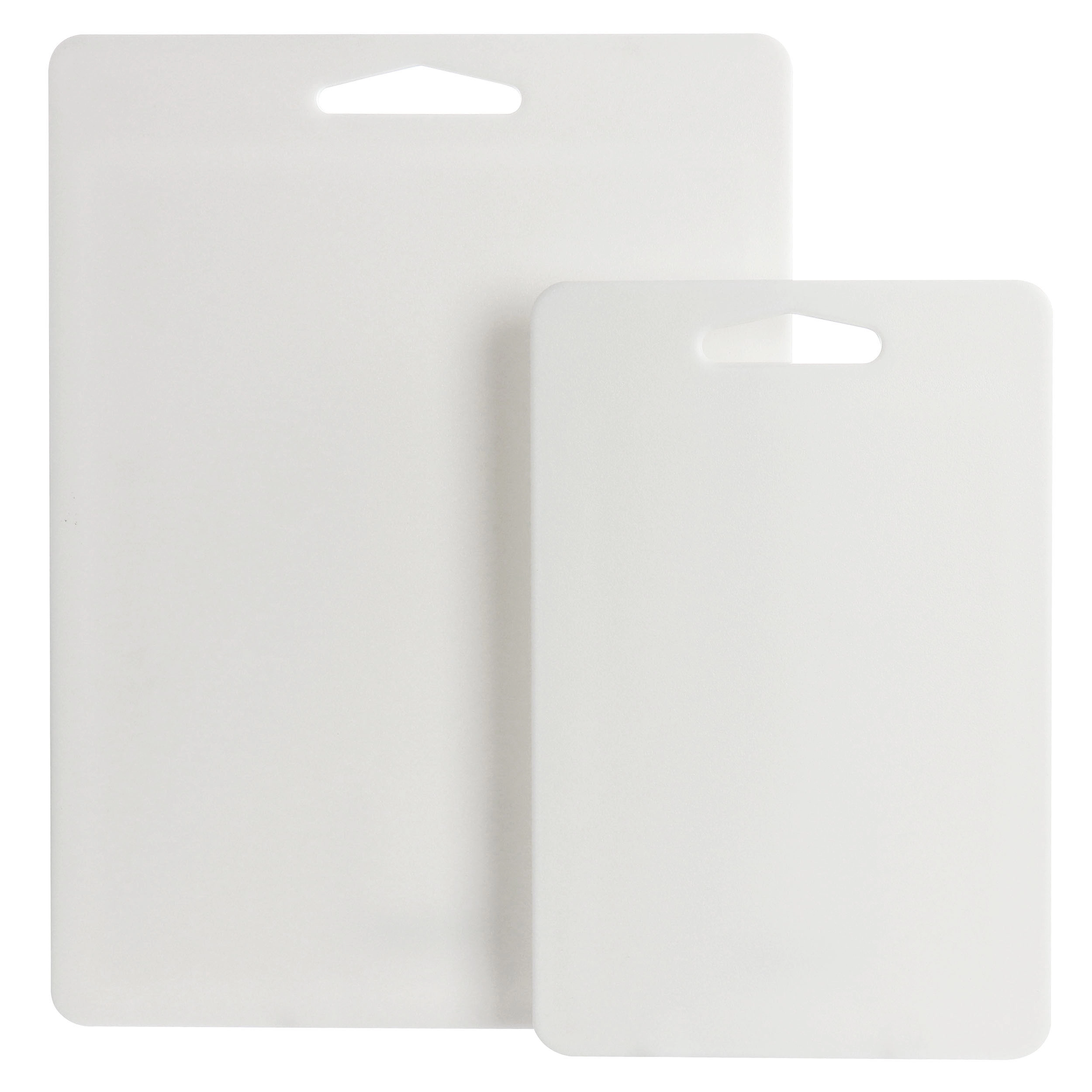 Martha Stewart Everyday Fayer 2 Piece Polypropylene 16in and 12in Cutting Board Set in White