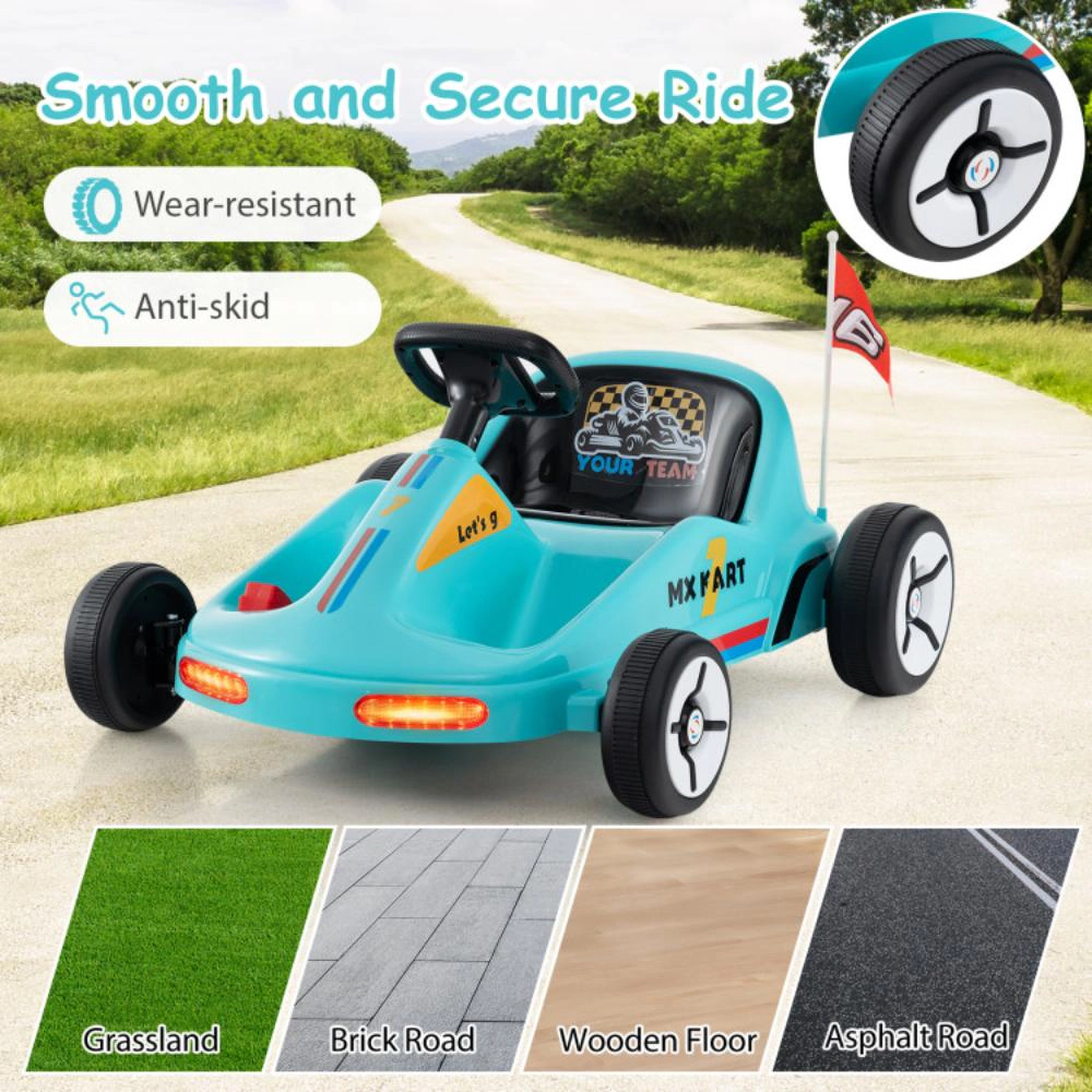 Hivvago 12V Electric Go Kart for Kids Race Toy with Remote Control and Music