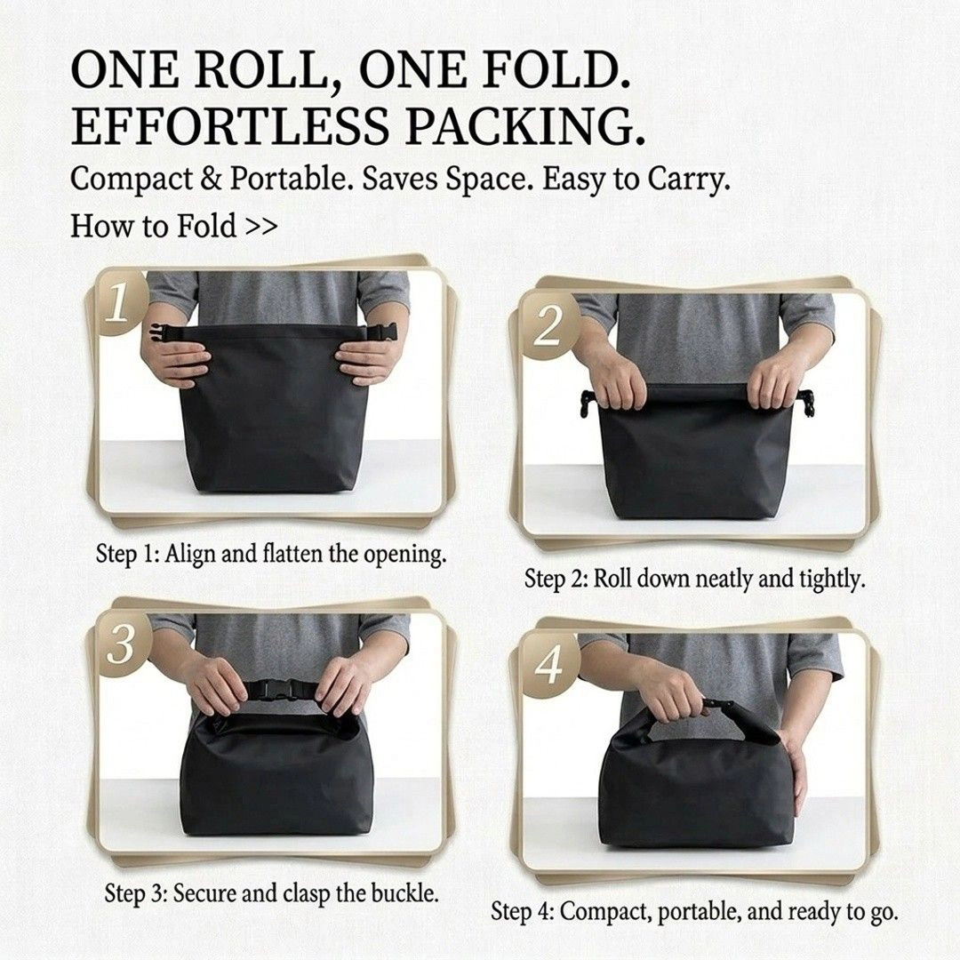 Alilang Women's Water Resistant Roll Top Tote Bag Large Capacity Lightweight Top Handle Travel Organizer