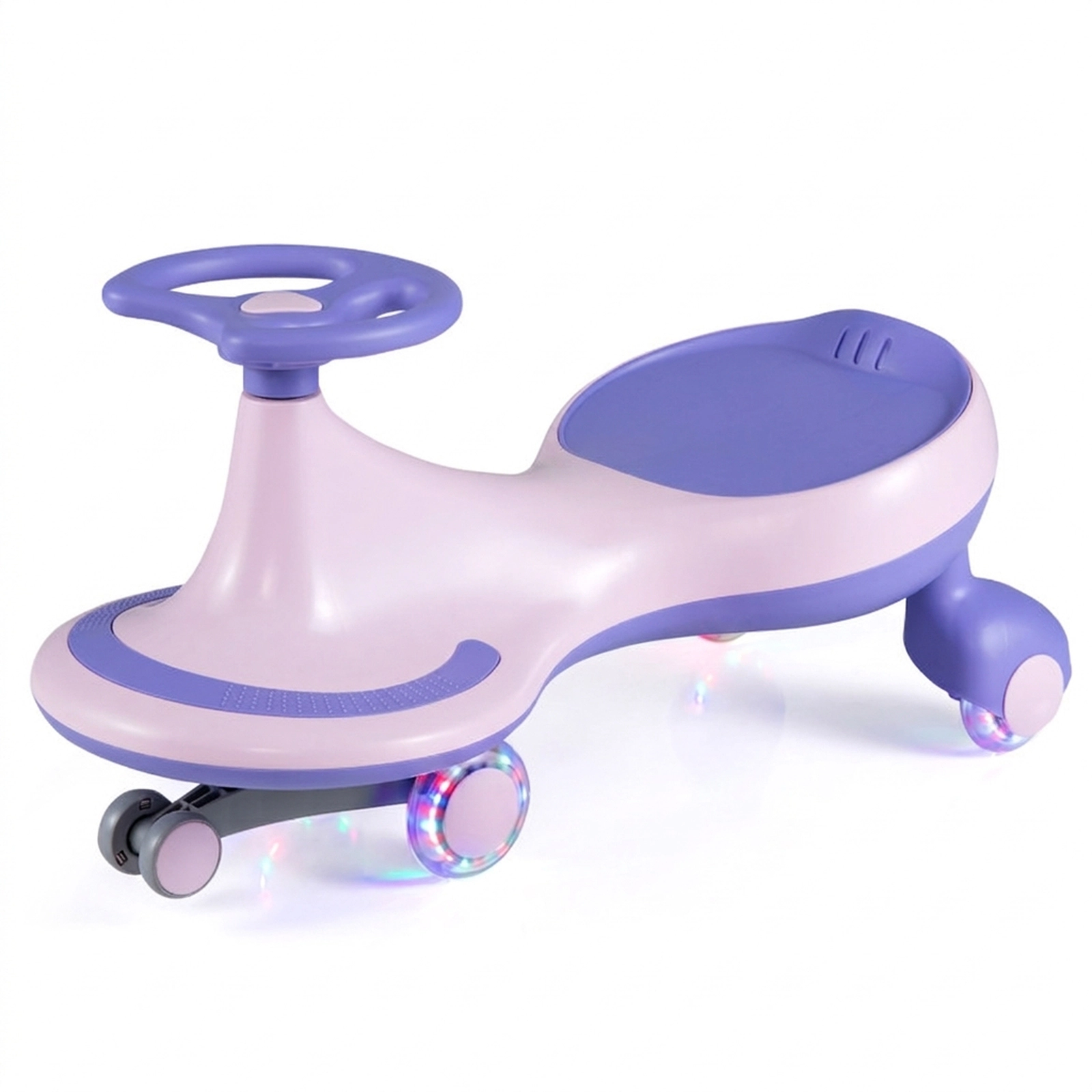 SUGIFT 110-lb Capacity Kids Wiggle Car Ride-On Toy with PU Flashing Wheels and 15-Degree Tilt Seat