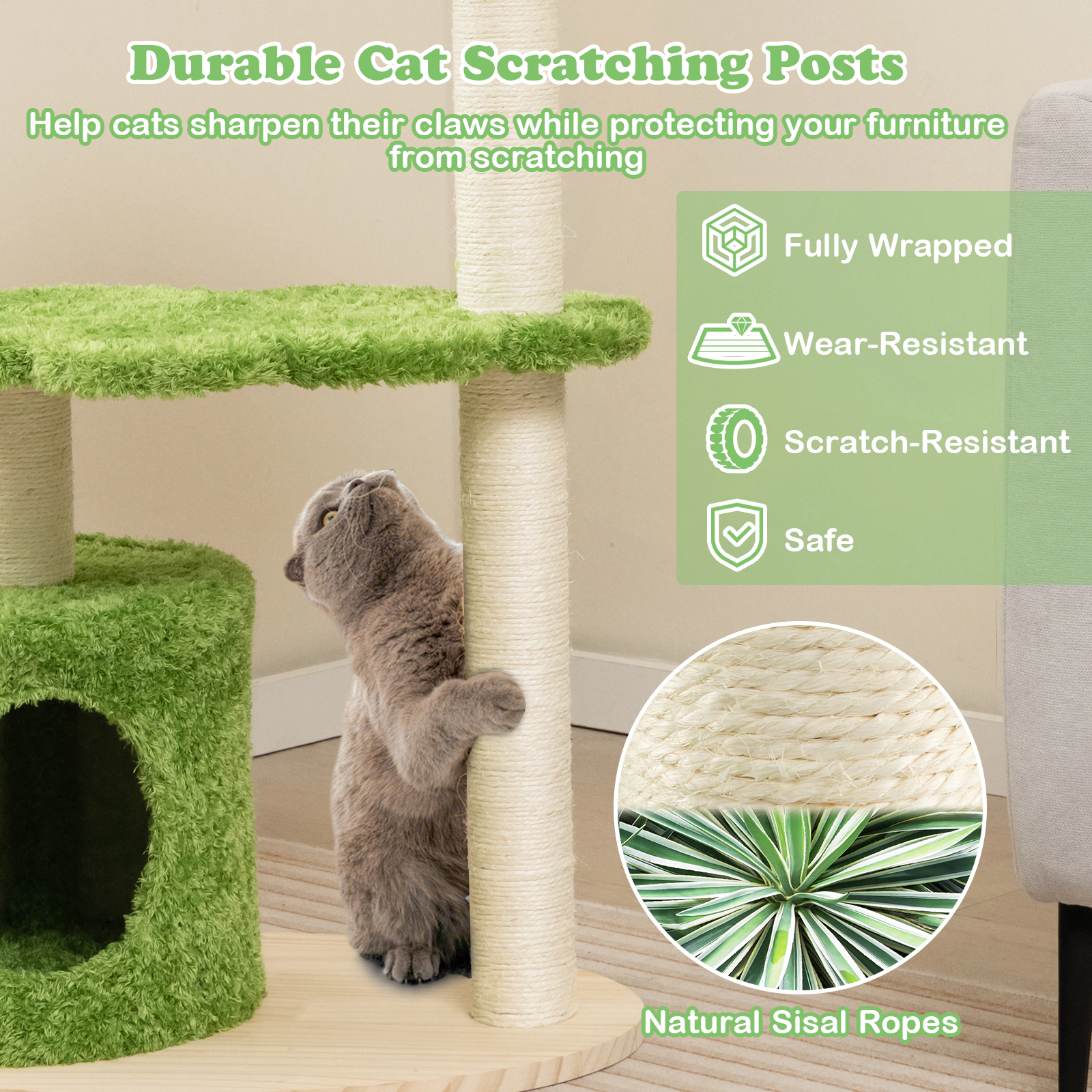 SlickBlue Compact Cat Tower with Rotating Platform and Cat Condo