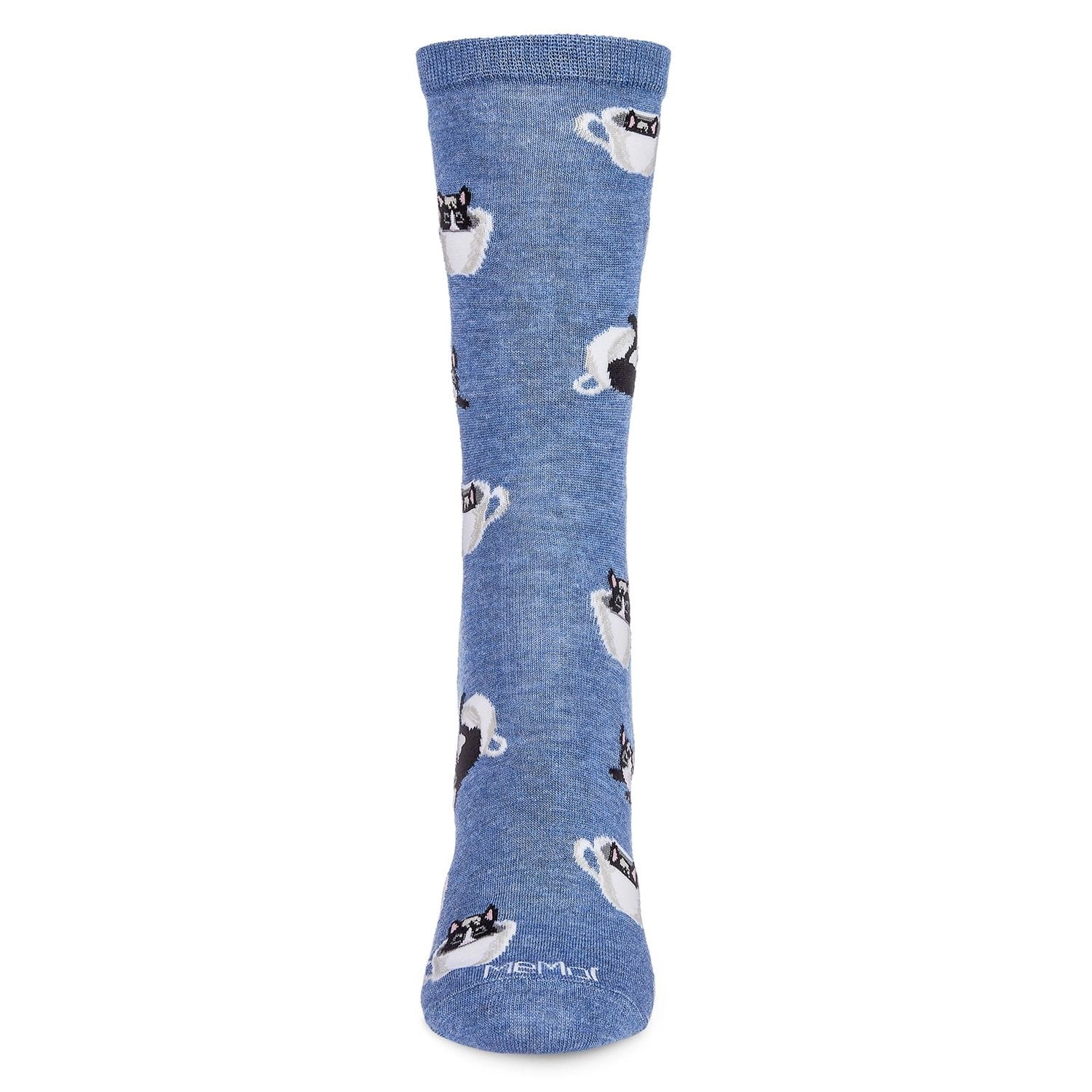 MeMoi Cup o' Cats Bamboo Blend Crew Socks