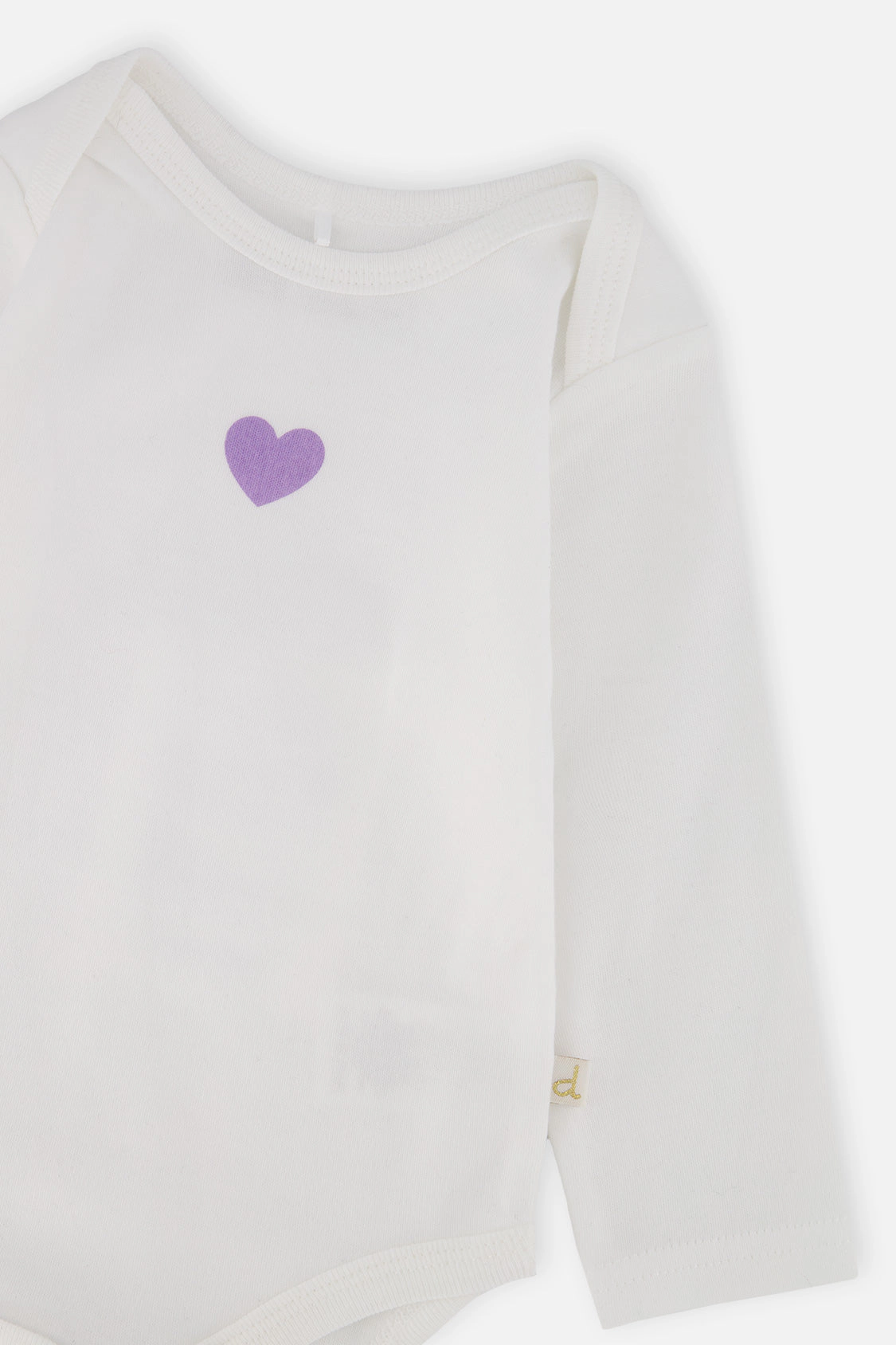 Deux par Girls Organic Cotton Long Sleeve Heart Detail Onesie