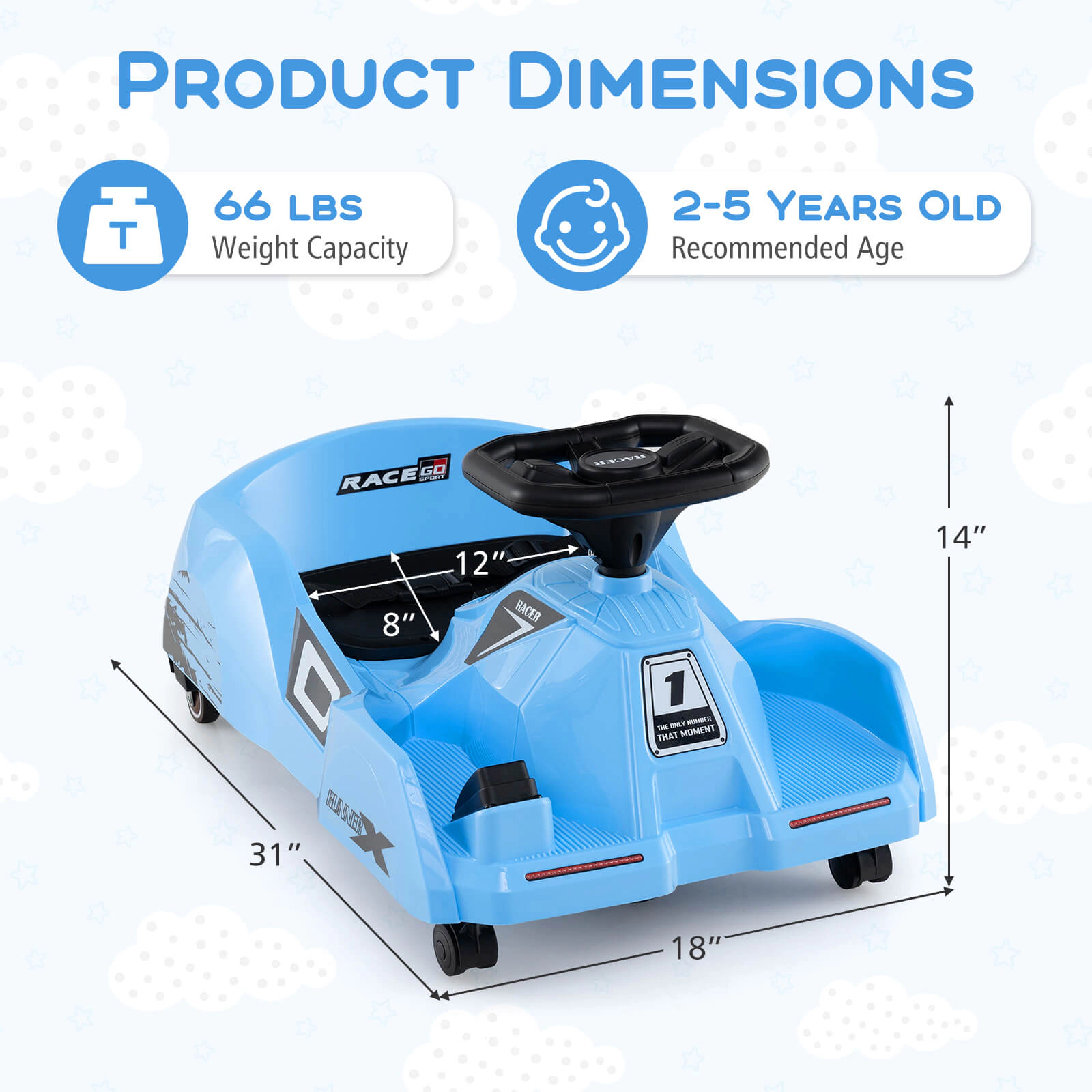Costway 12V Ride on Toy Car Electric Go Kart with Cleaning Fun & Remote Control Pink/Rose red/Blue