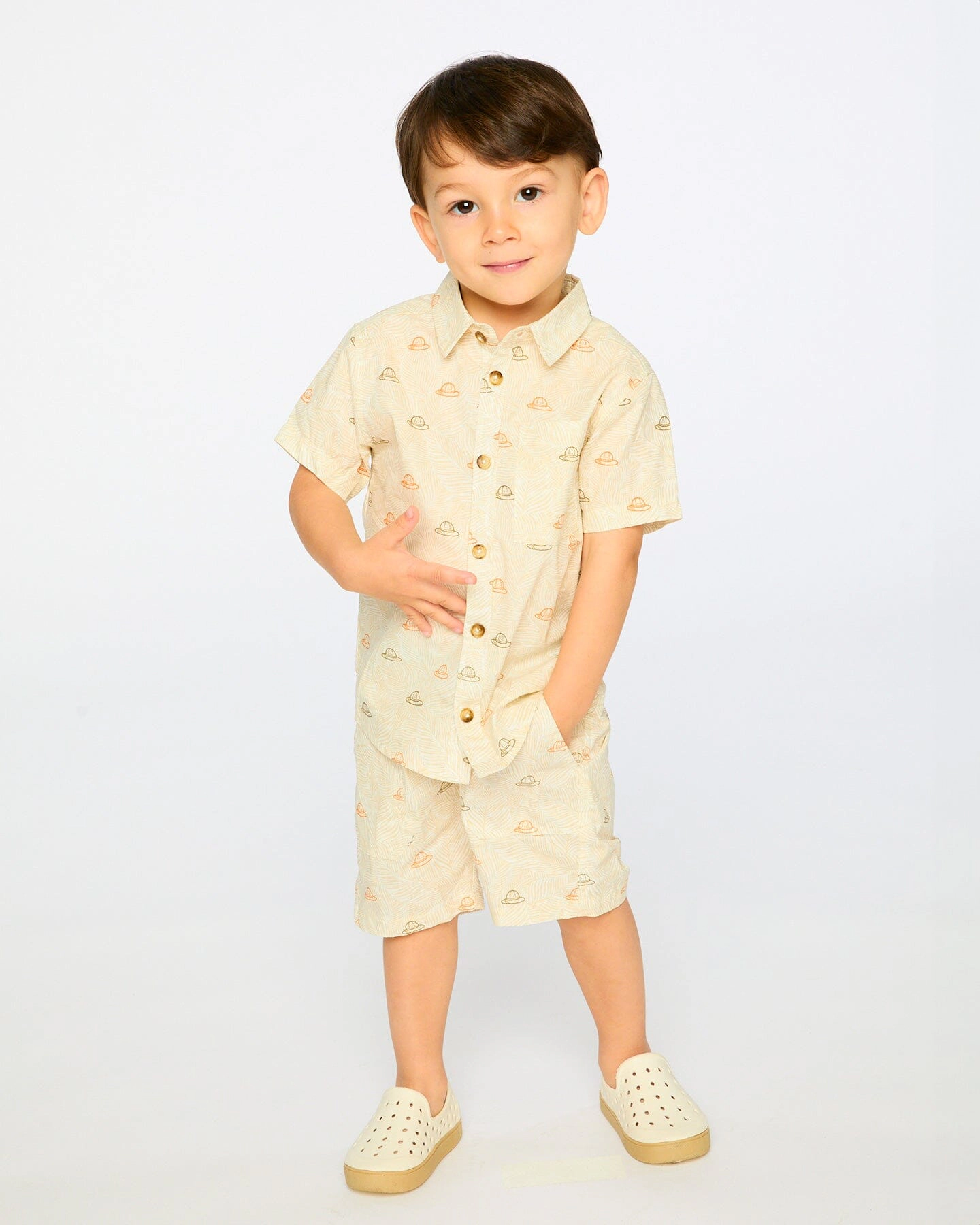 Deux par Deux Boys Poplin Shorts Safari Print