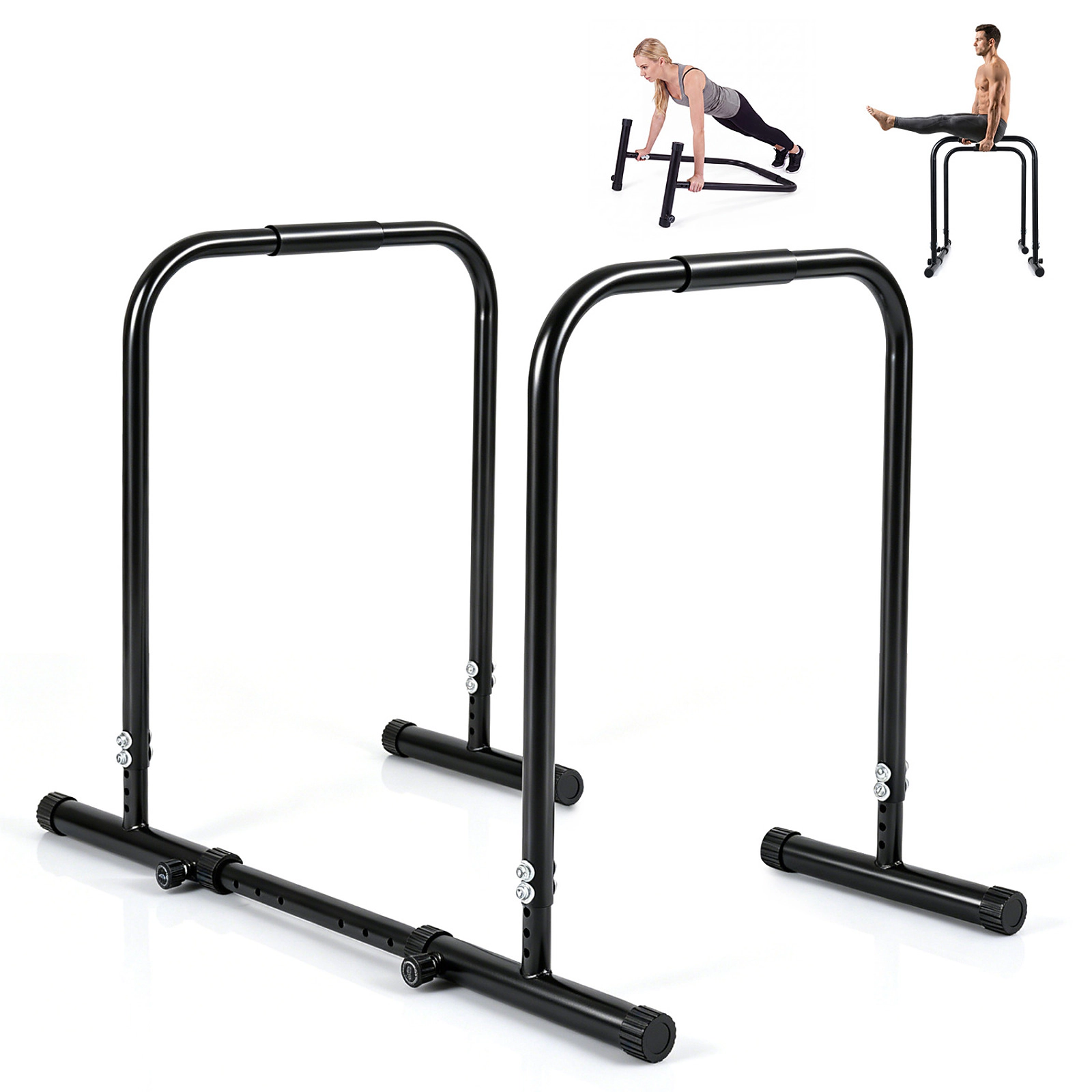 SUGIFT Black Adjustable Dip Bar Station with Foam Padded Handles 31.5-in W 34-in to 50-in D 330-lb User Capacity