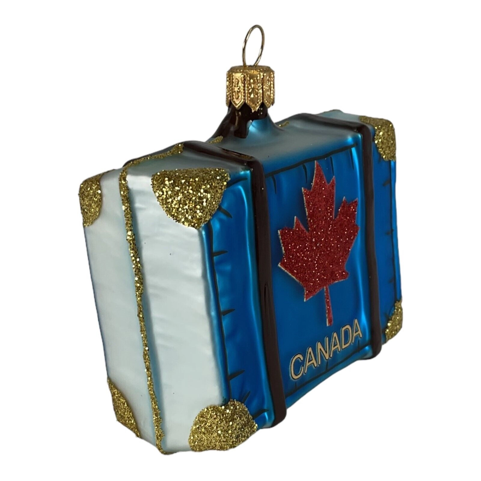 Pinnacle Peak Trading Company Ottawa Canada Travel Suitcase Polish Glass Christmas Ornament