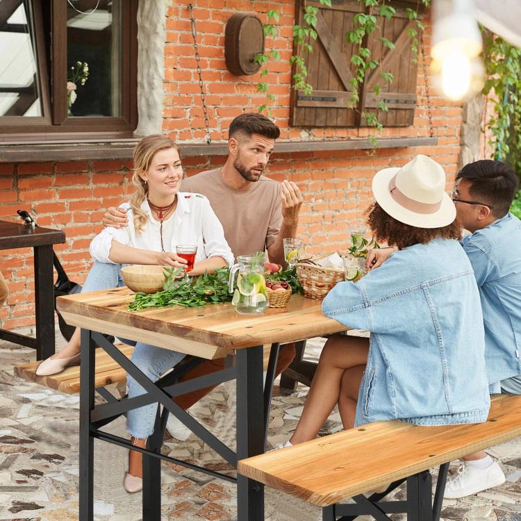 Hivvago 3 Pieces Folding Wooden Picnic Table Bench Set
