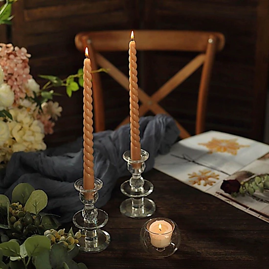Home Collection 11.25 Inch Spiral Unscented Wax Taper Candles Pack of 12