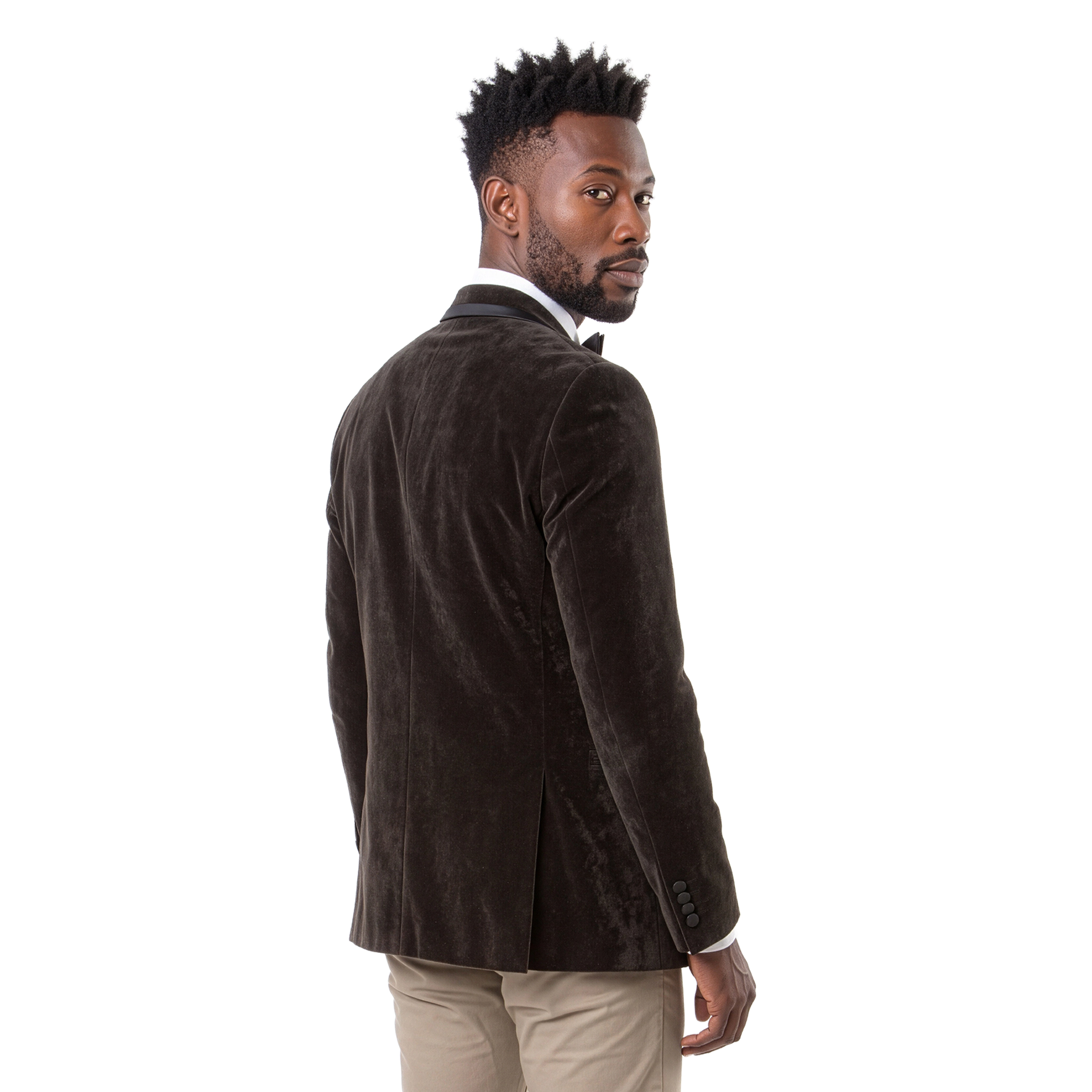 Tazzio Mens Slim Fit Velvet Tuxedo Jacket with Matching Bow Tie