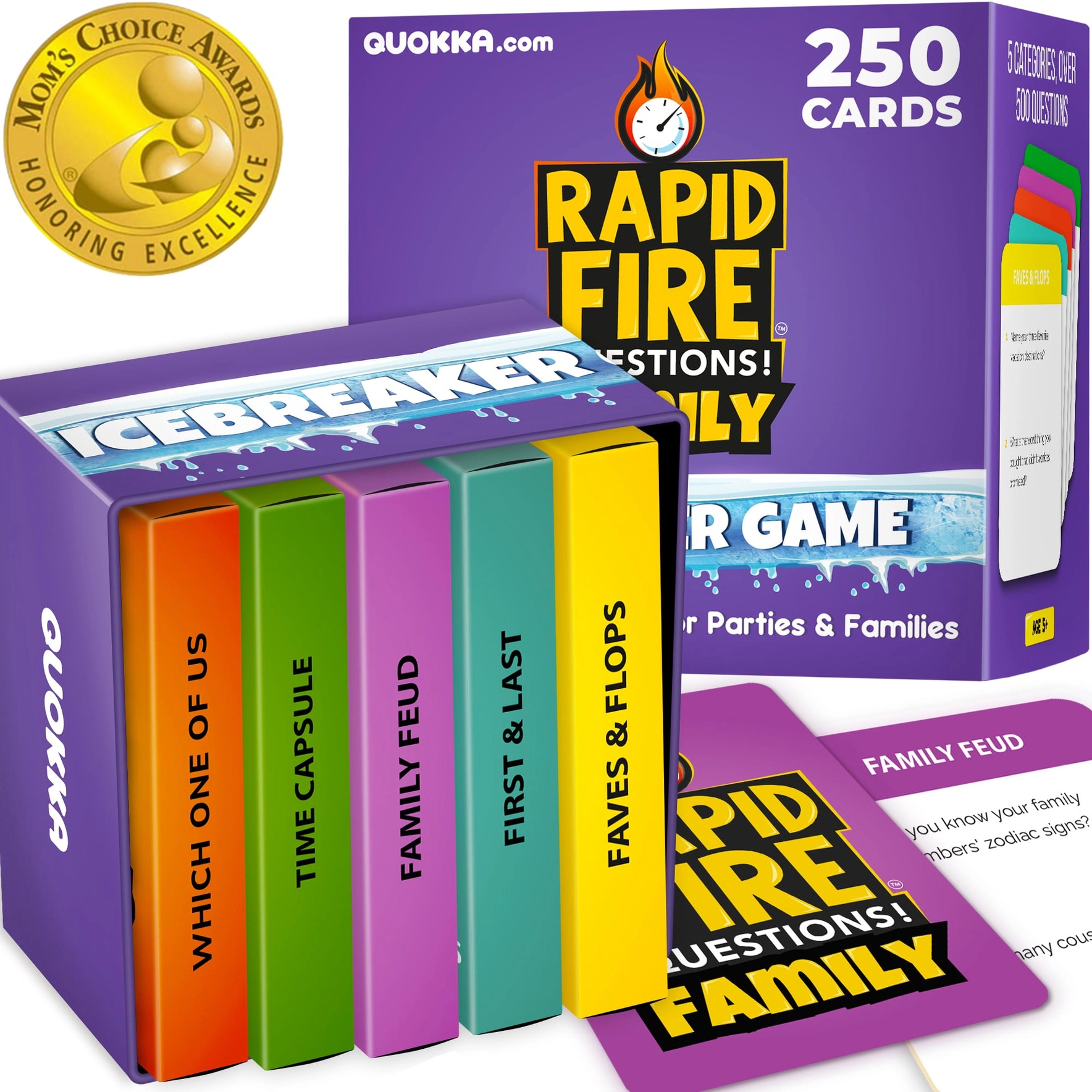 QUOKKA Kids Conversation Card Game, Icebreaker Questions for Families, Friends and Group Activities