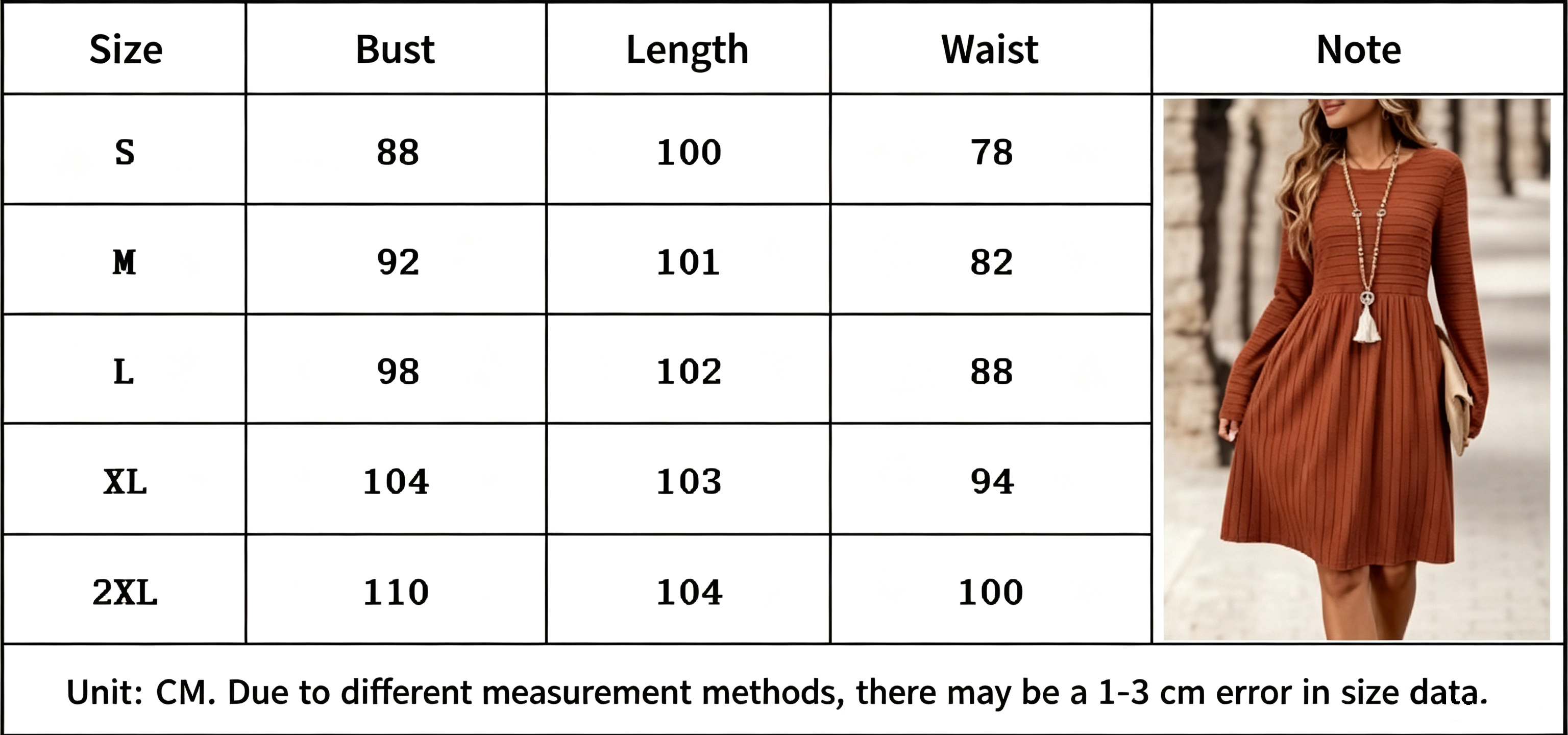 KOJOOIN Women's Swing Dress Long Sleeve Textured Knit High Waist A‑Line Knee Length Sweater Dresses