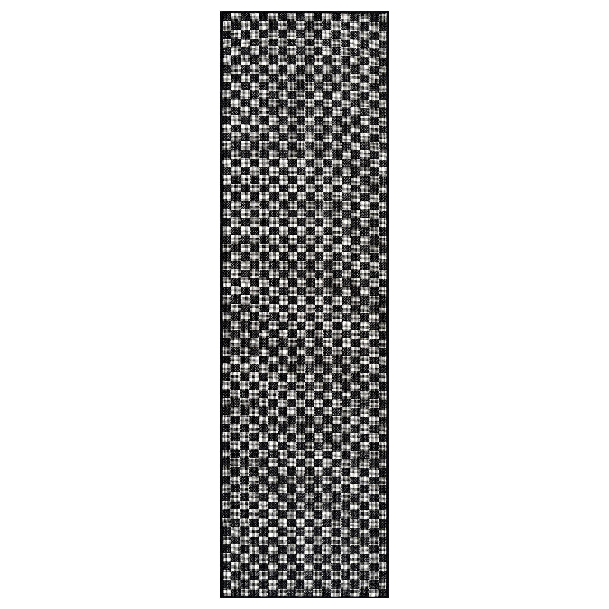World Rug Gallery Checkered Indoor/Outdoor Flat Woven-Natural Jute-Style, Easy-Care Patio for Backyard Porch Deck