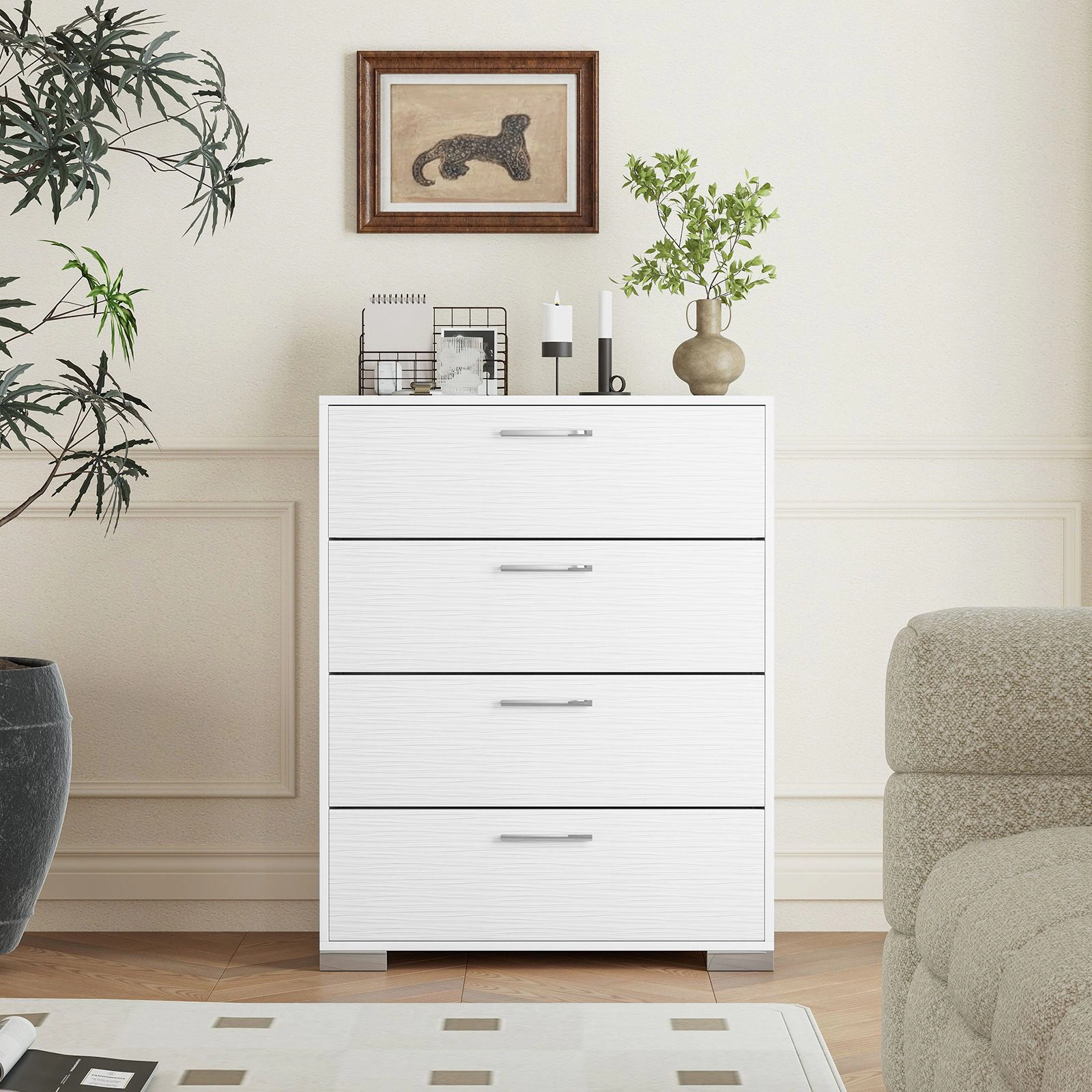 SlickBlue Tall 4-Drawer Storage Chest with Metal Legs and Modern Finish