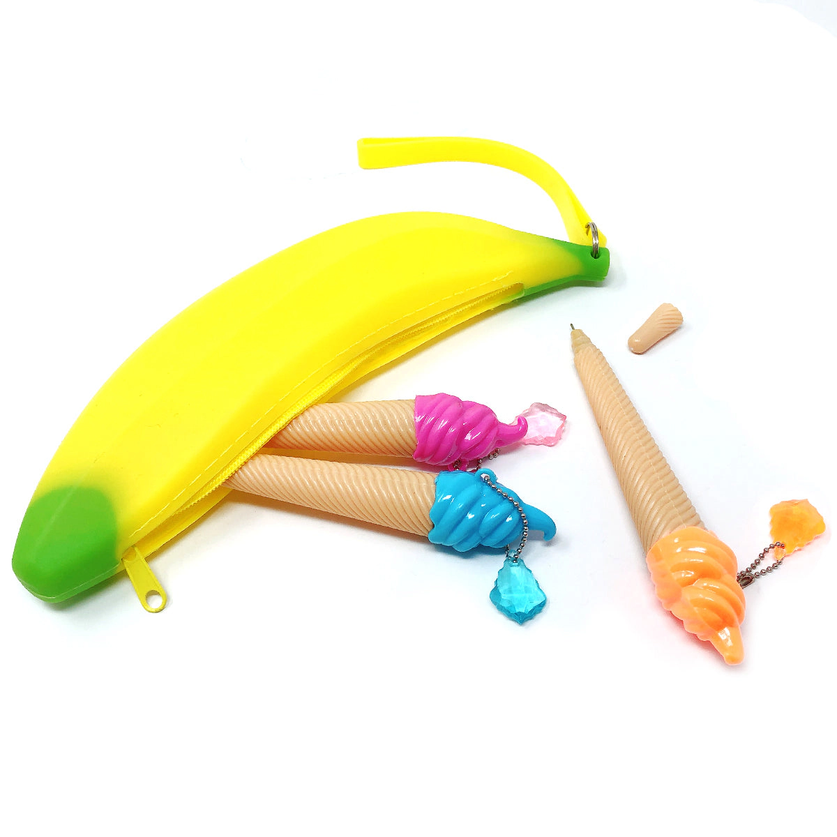 Wrapables Silicone Banana Coin Purse Key Holder (Set of 2)