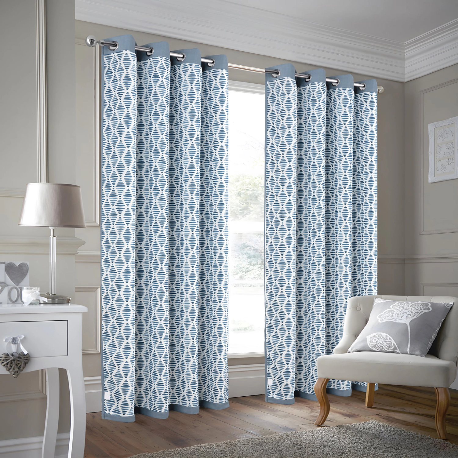 Olivia Gray 100% Polyester 190 GSM Justice Reversible Blackout Grommet Curtain Panel 54" x 84