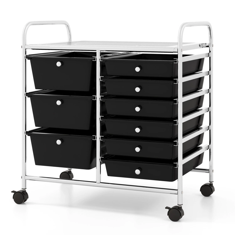 Hivvago 9-Drawer Rolling Supply Organizer with Metal Frame