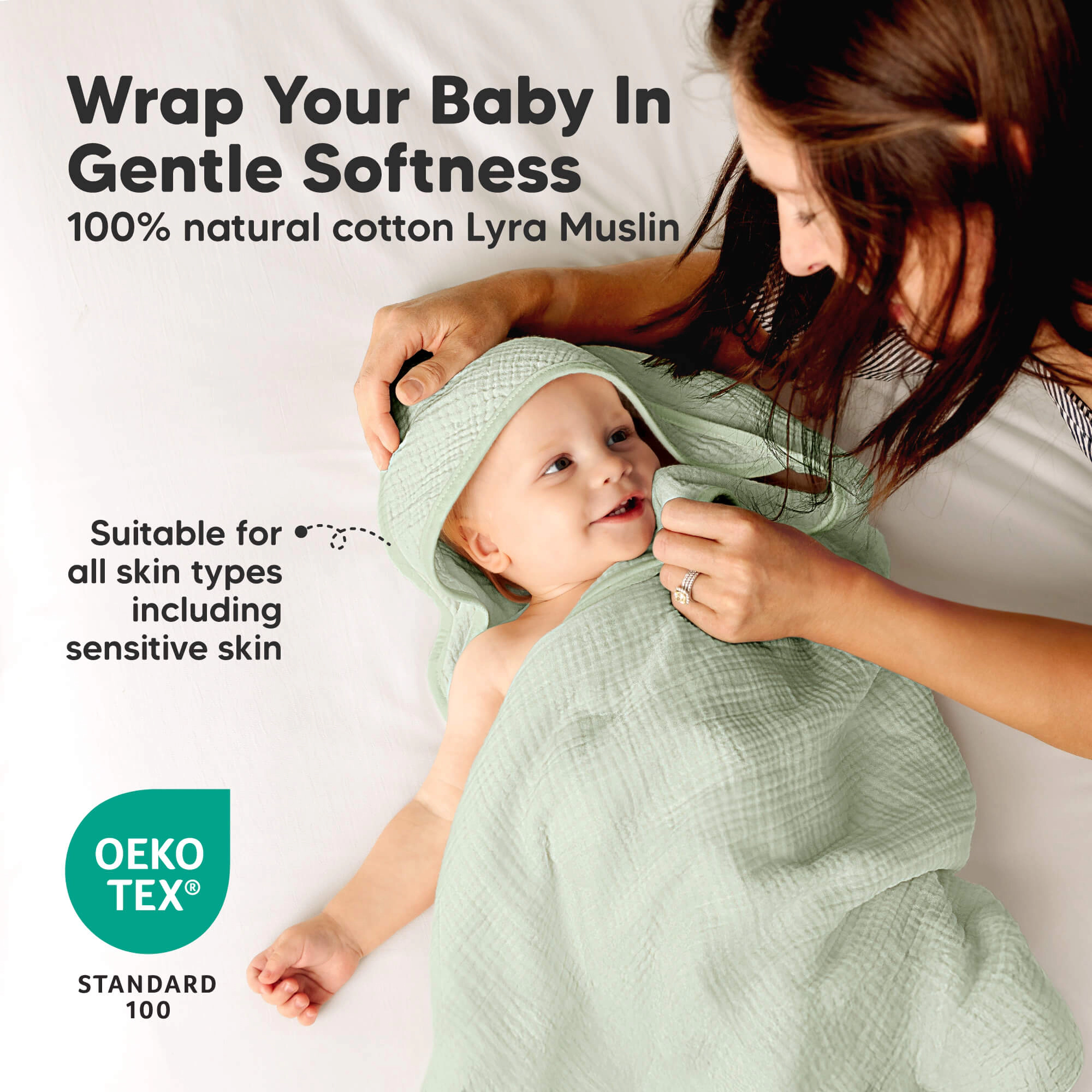 KeaBabies 2-Pack Lyra Muslin Hooded Towels, Regular