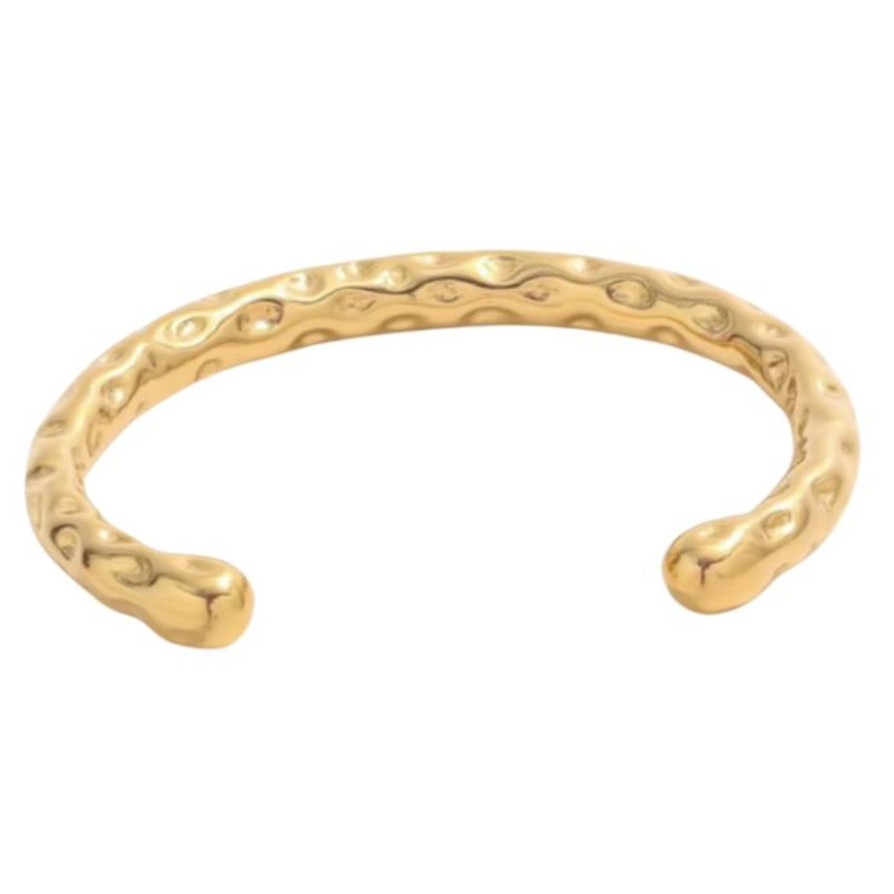 Waterproof Textured Gold Cuff Bracelet