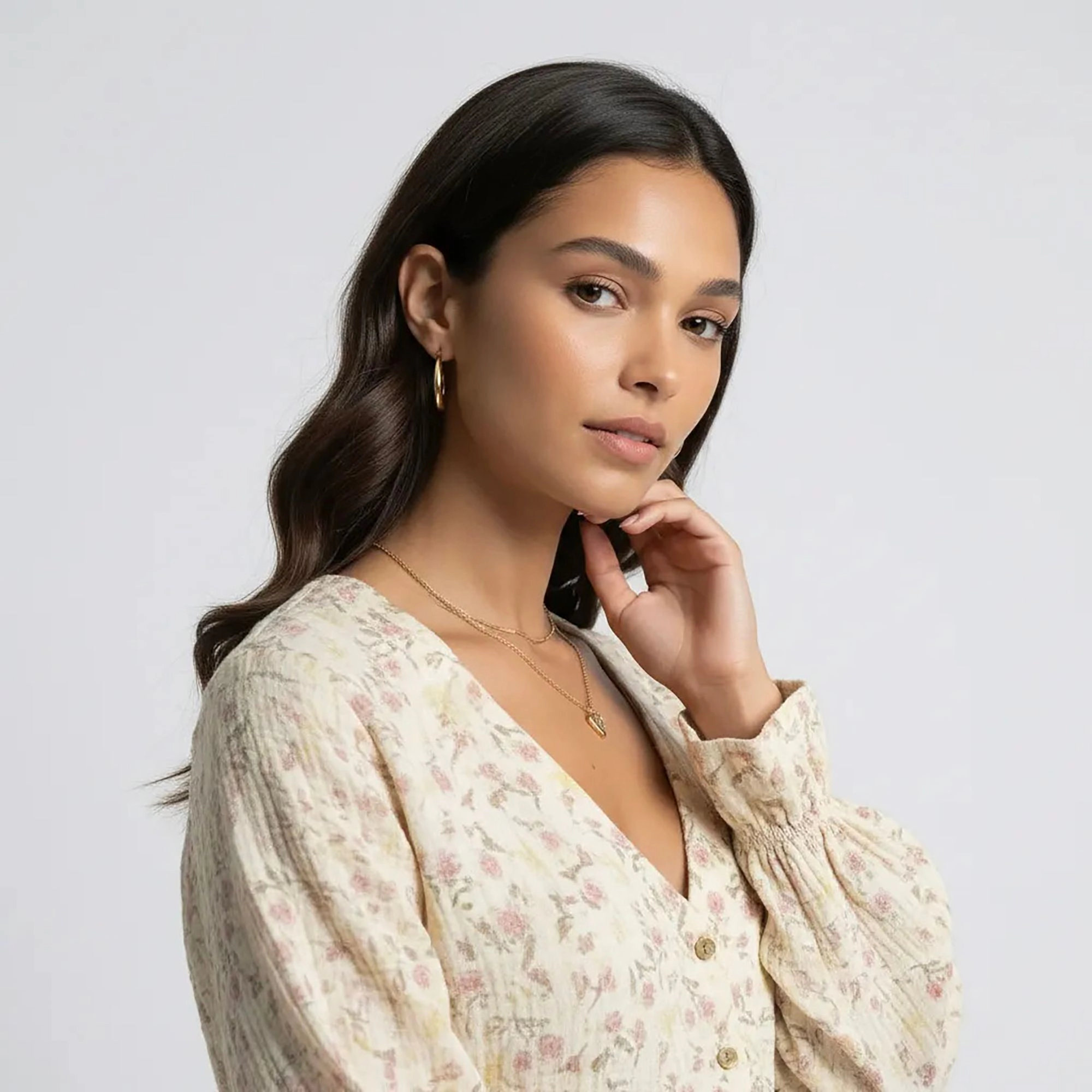 Anna-Kaci Women's Floral Print Woven Pajama Set with V-Neck Button Down Top and Wide Leg Elastic Waist Pants